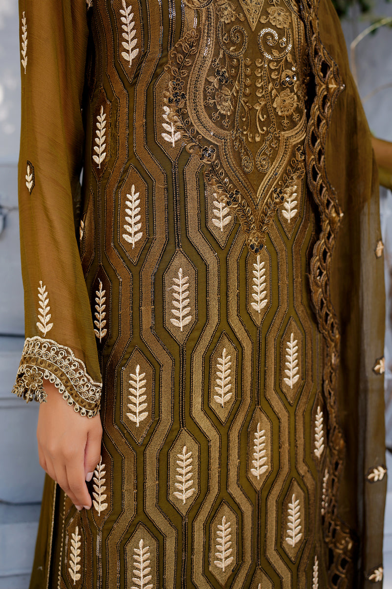 Maryams | Afsanah Luxury Chiffon | Mehermah XL Dark Mehndi Chiffon