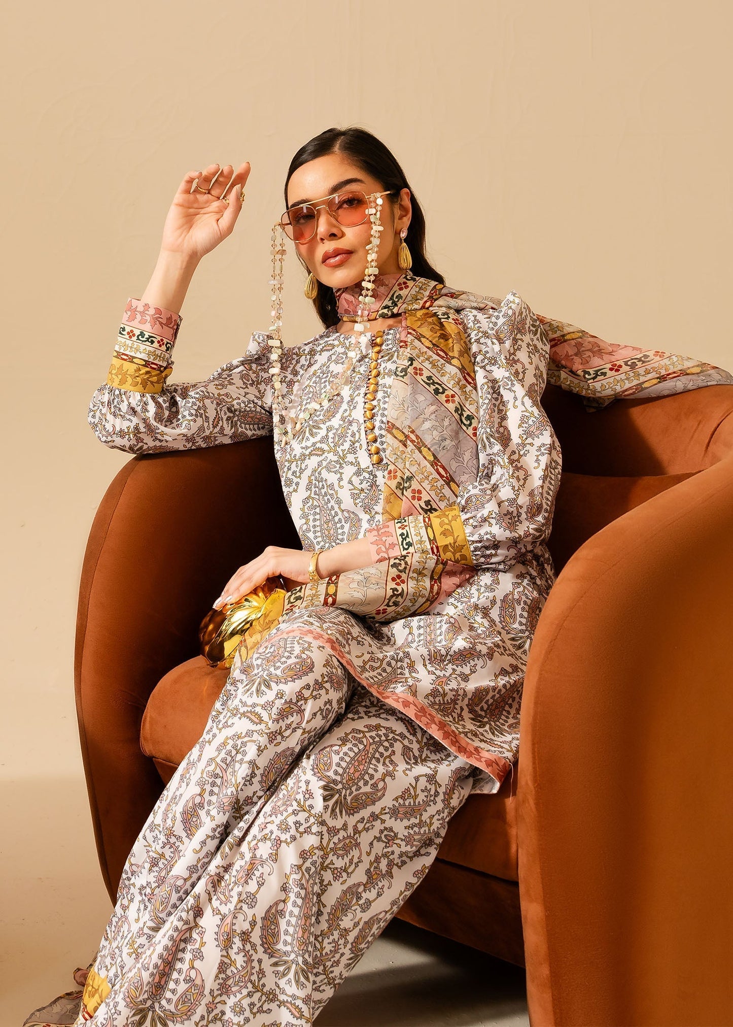 Maria Osama Khan | Retro Vol 3 | Milan L Off White Grip Silk