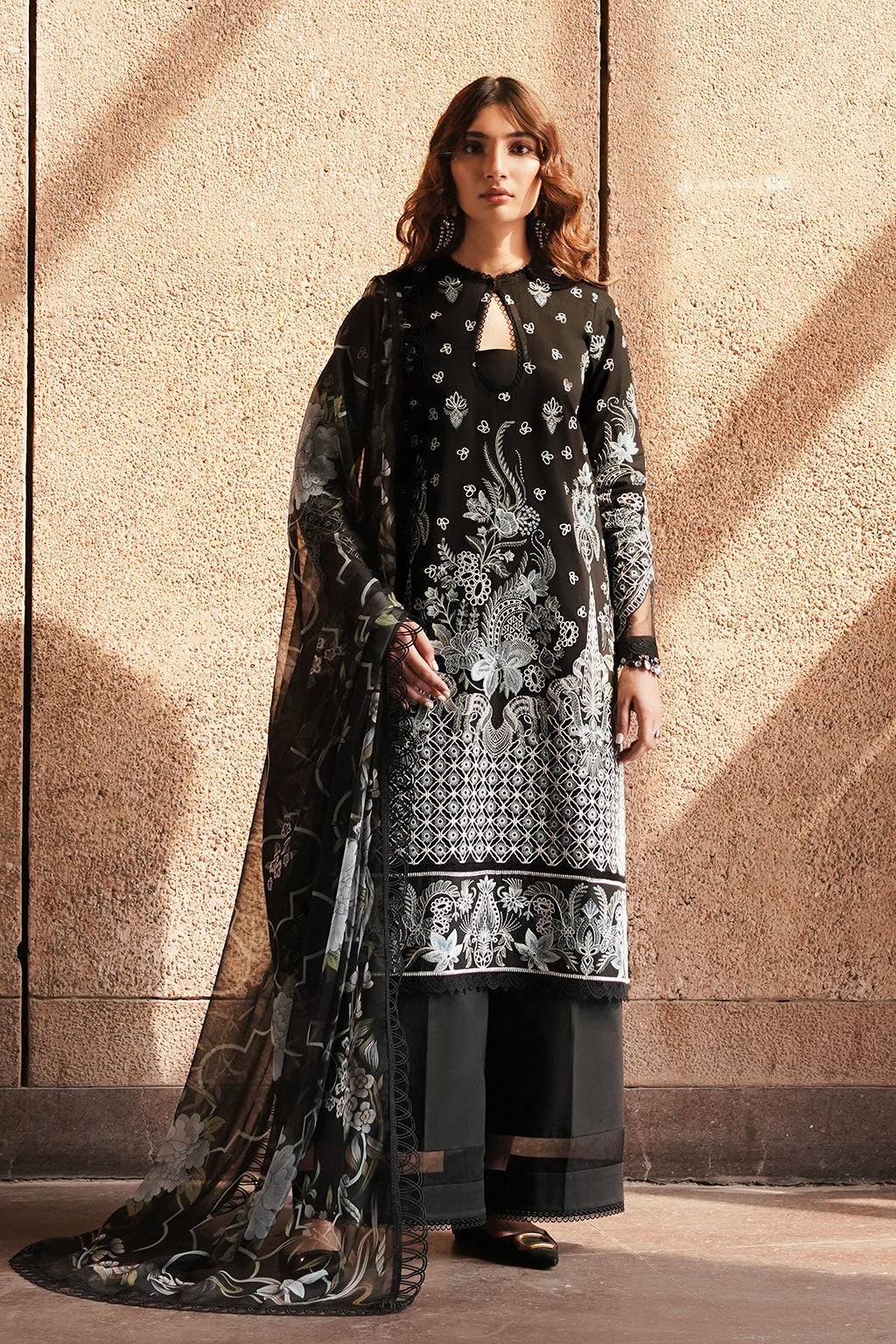 Afrozeh | Chikankari Lawn 24 | Caviar - Pakistani Designer Dress - by Afrozeh | Type: Luxury - 100% Original at Saira Sultan