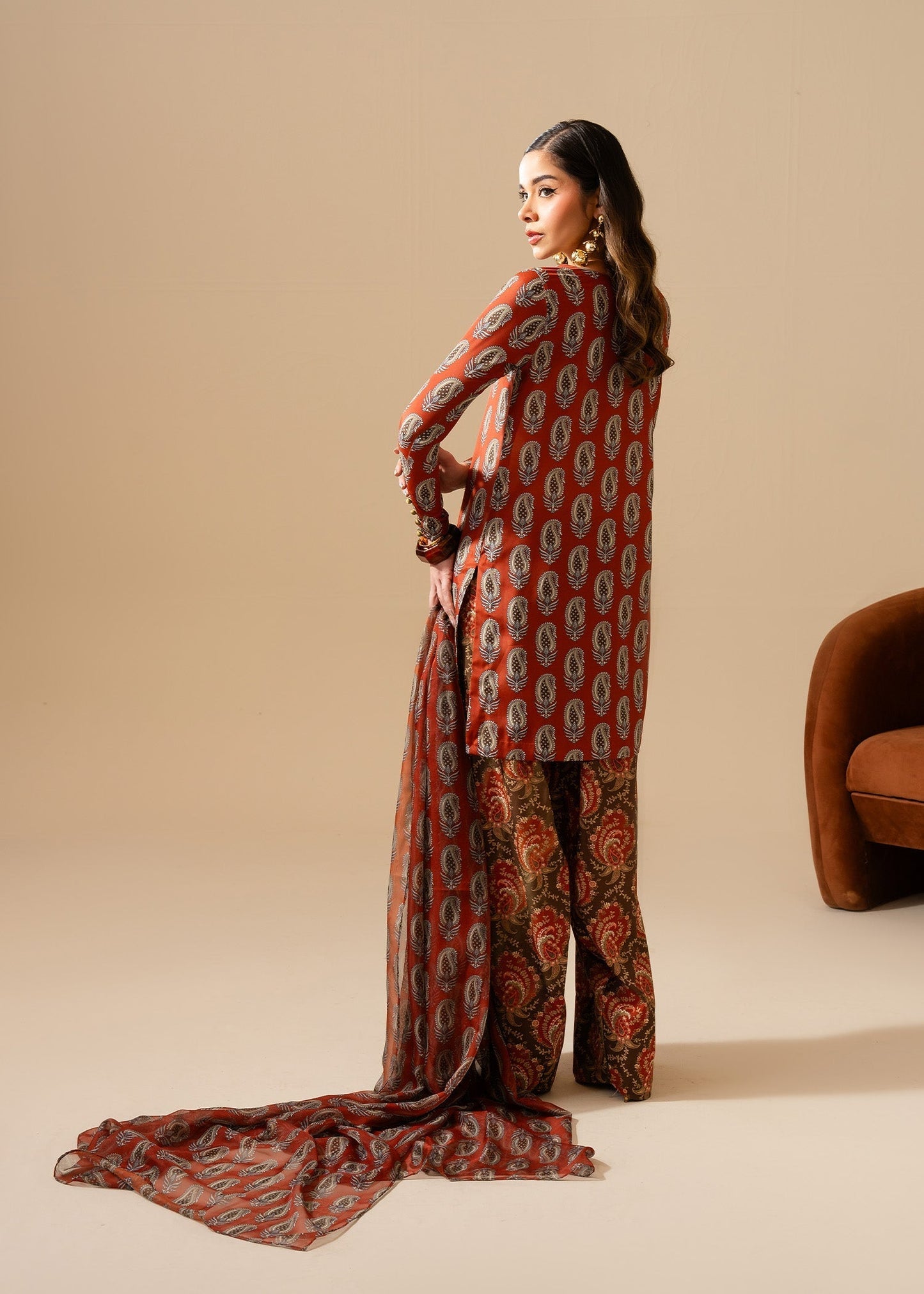 Maria Osama Khan | Retro Vol 3 | Lara S Rust Grip Silk
