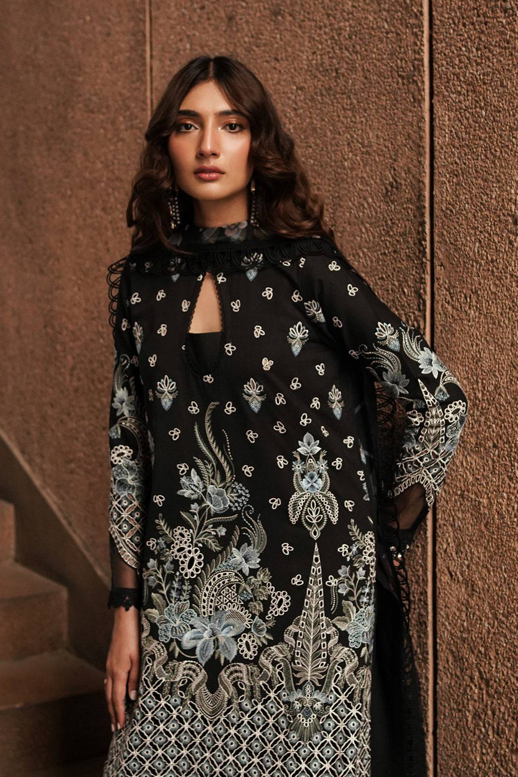 Afrozeh | Chikankari Lawn 24 | Caviar - Pakistani Designer Dress - by Afrozeh | Type: Luxury - 100% Original at Saira Sultan