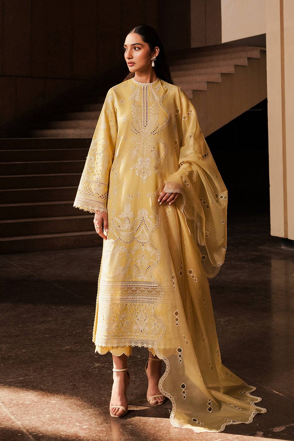 Afrozeh | Chikankari Lawn 24 | Canary - Pakistani Designer Dress - by Afrozeh | Type: Luxury - 100% Original at Saira Sultan