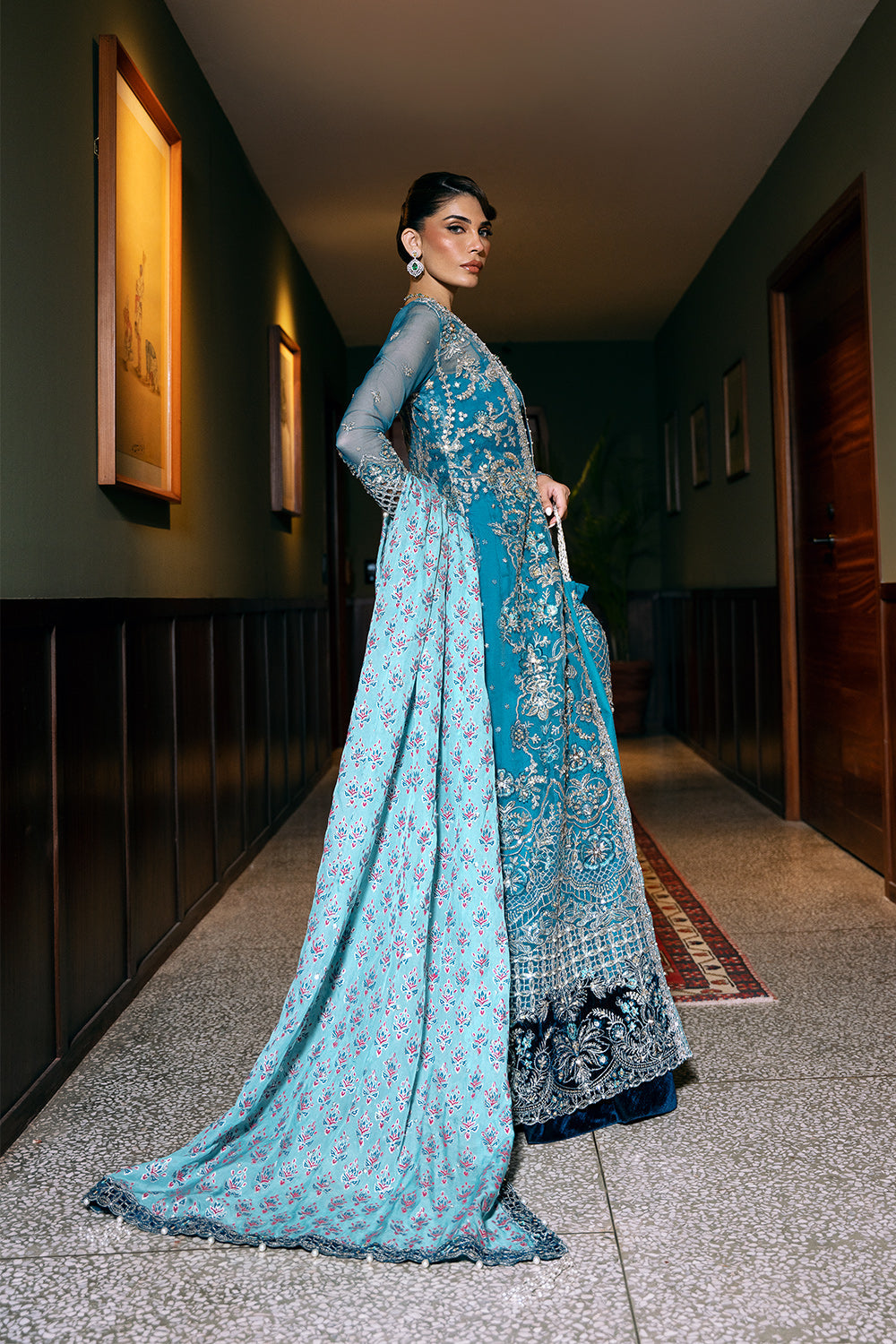 Saira Rizwan | Festive Formals 24 | ALORA-SRF-D-06 Custom Size Teal Organza