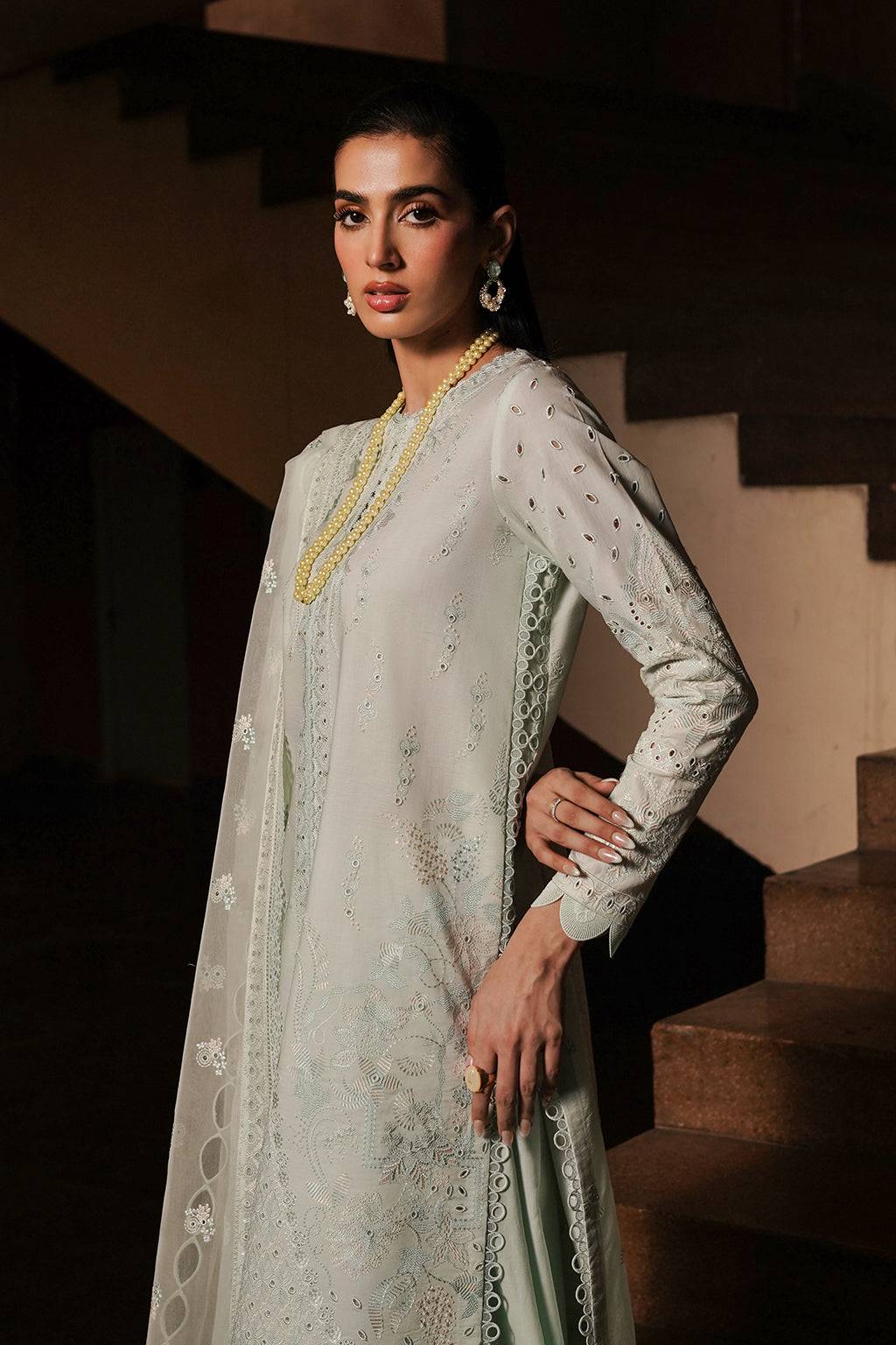 Afrozeh | Chikankari Lawn 24 | Celadon - Pakistani Designer Dress - by Afrozeh | Type: Luxury - 100% Original at Saira Sultan