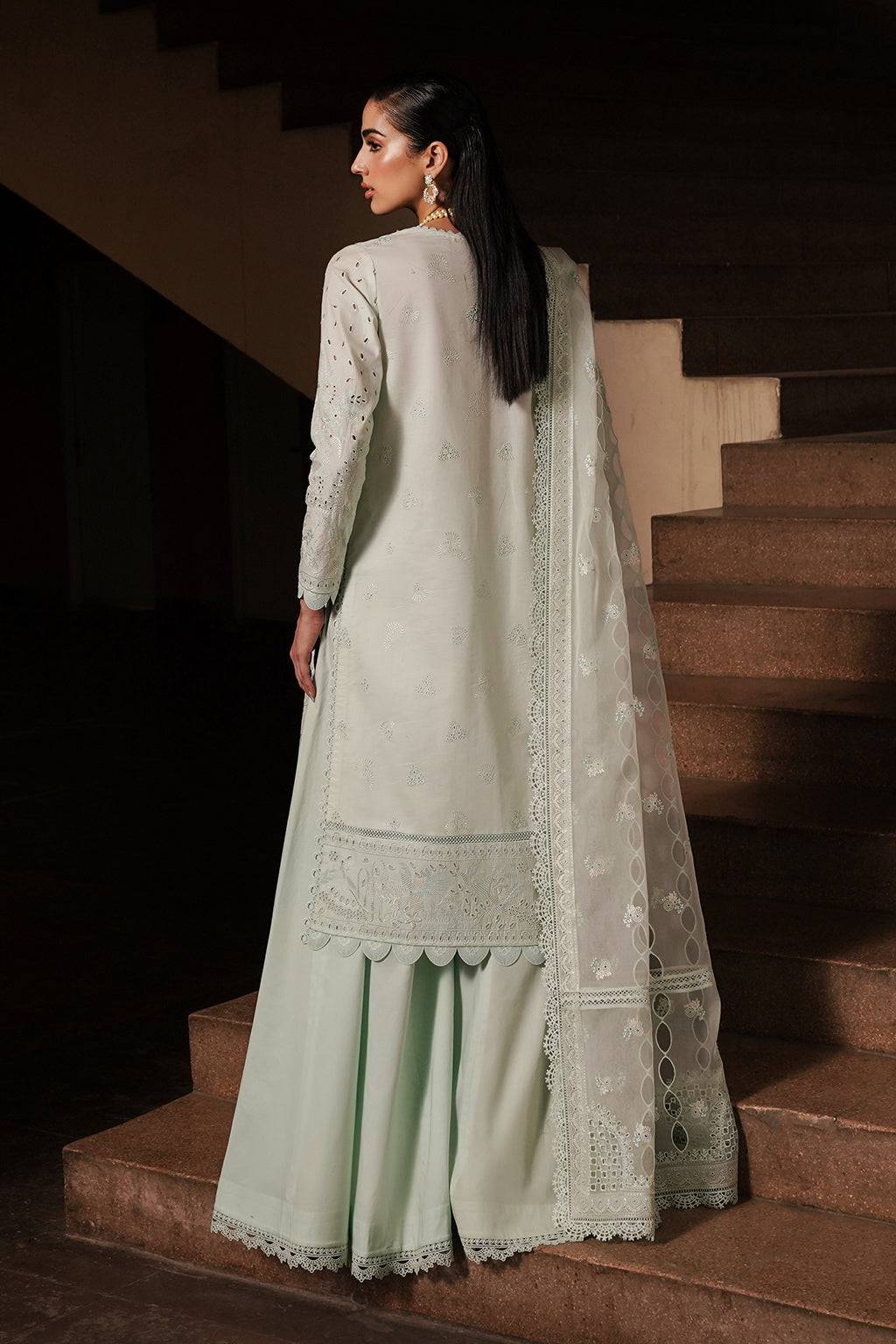Afrozeh | Chikankari Lawn 24 | Celadon - Pakistani Designer Dress - by Afrozeh | Type: Luxury - 100% Original at Saira Sultan