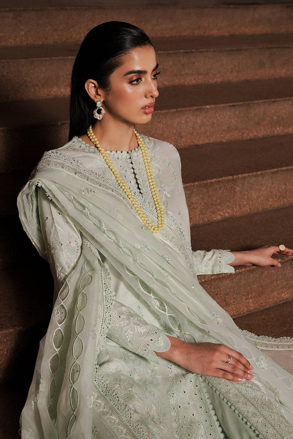 Afrozeh | Chikankari Lawn 24 | Celadon - Pakistani Designer Dress - by Afrozeh | Type: Luxury - 100% Original at Saira Sultan