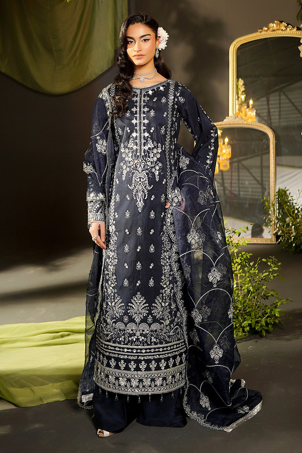 Maryams | Bekhudi Formals | Flamingo-BR-07 XS Black Raw Silk