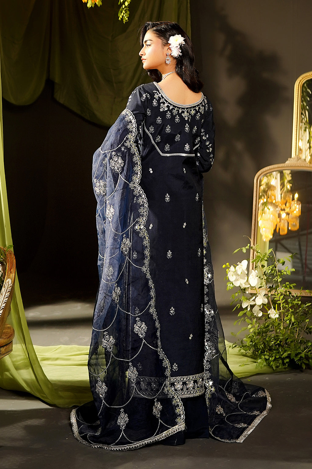 Maryams | Bekhudi Formals | Flamingo-BR-07 S Black Raw Silk