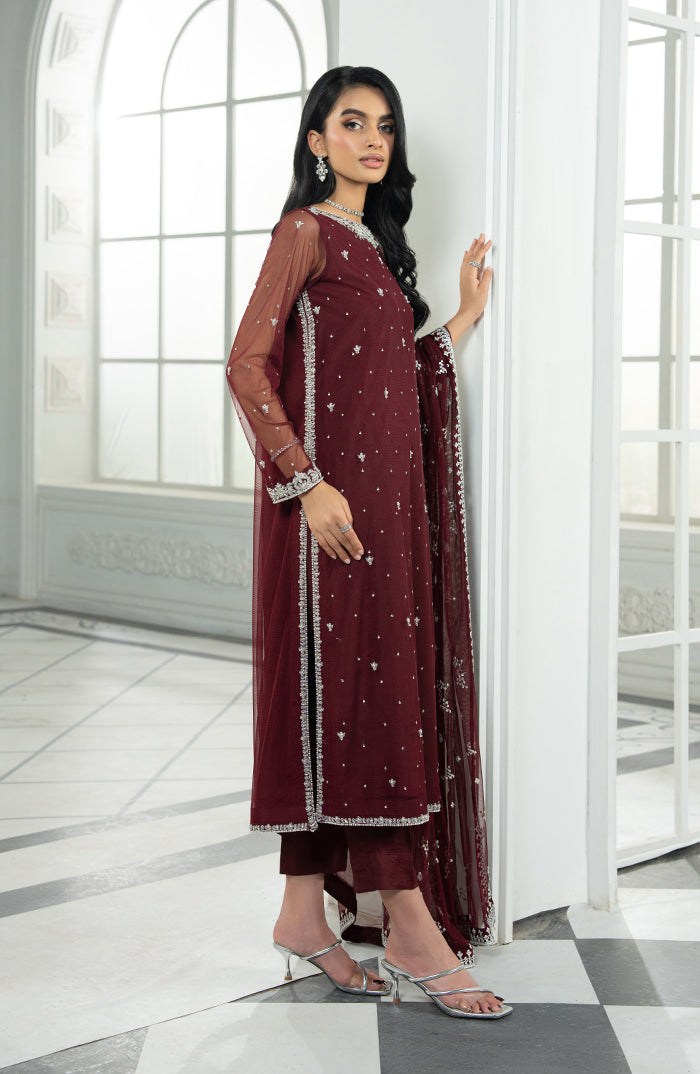Zarif | Arzou Luxe | SOLENA M Maroon Net