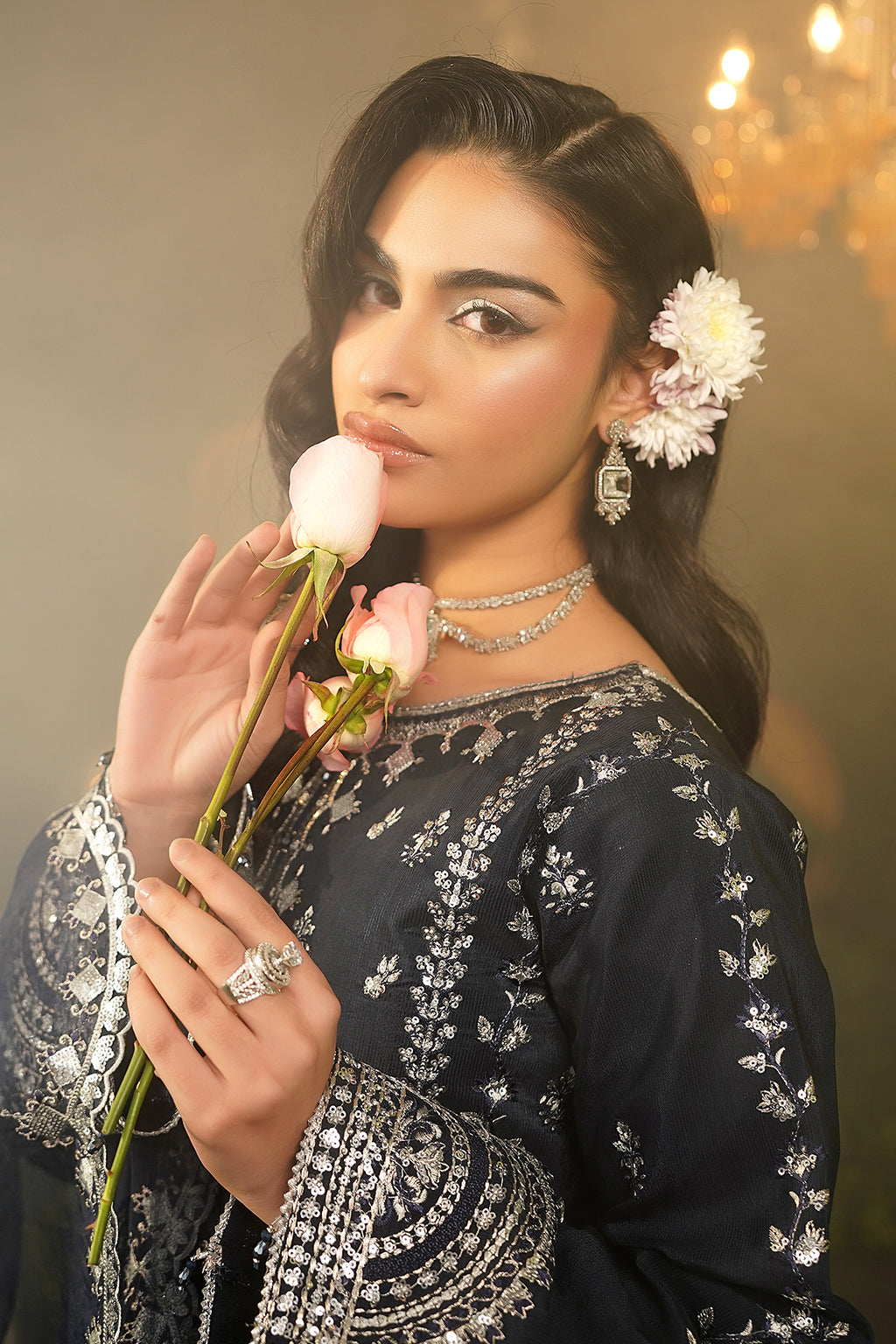 Maryams | Bekhudi Formals | Flamingo-BR-07 M Black Raw Silk