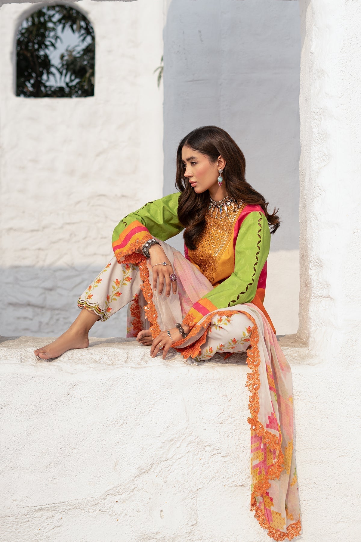 Charizma | Rangoli Lawn | CRO5-06 Custom Size Multi Lawn