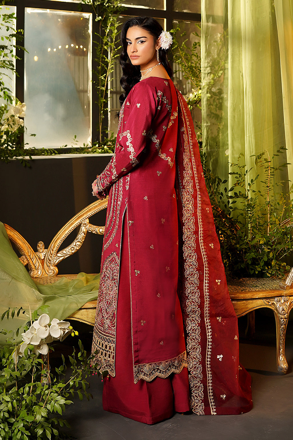 Maryams | Bekhudi Formals | Hoorain-BR-06 S Haute Red Raw Silk