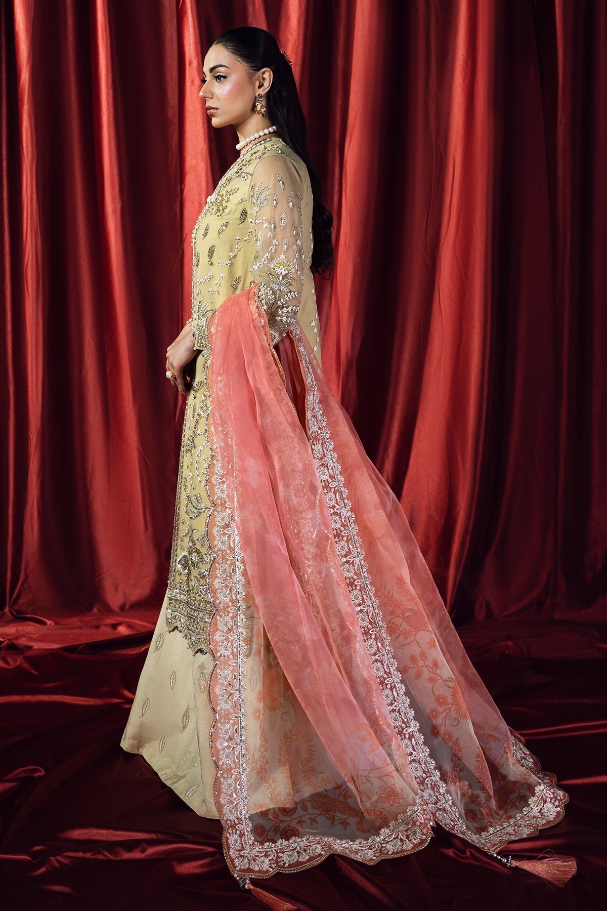 Mina Kashif | Kahani Formals | Rubab L Pale Yellow Organza