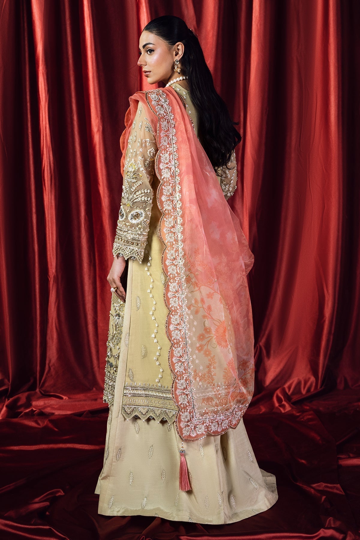 Mina Kashif | Kahani Formals | Rubab S Pale Yellow Organza