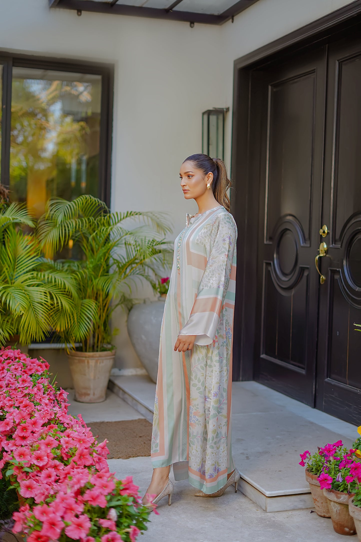 Erum Khan | Nue 25 | Whisper Blush XL Off White Charmeuse Silk