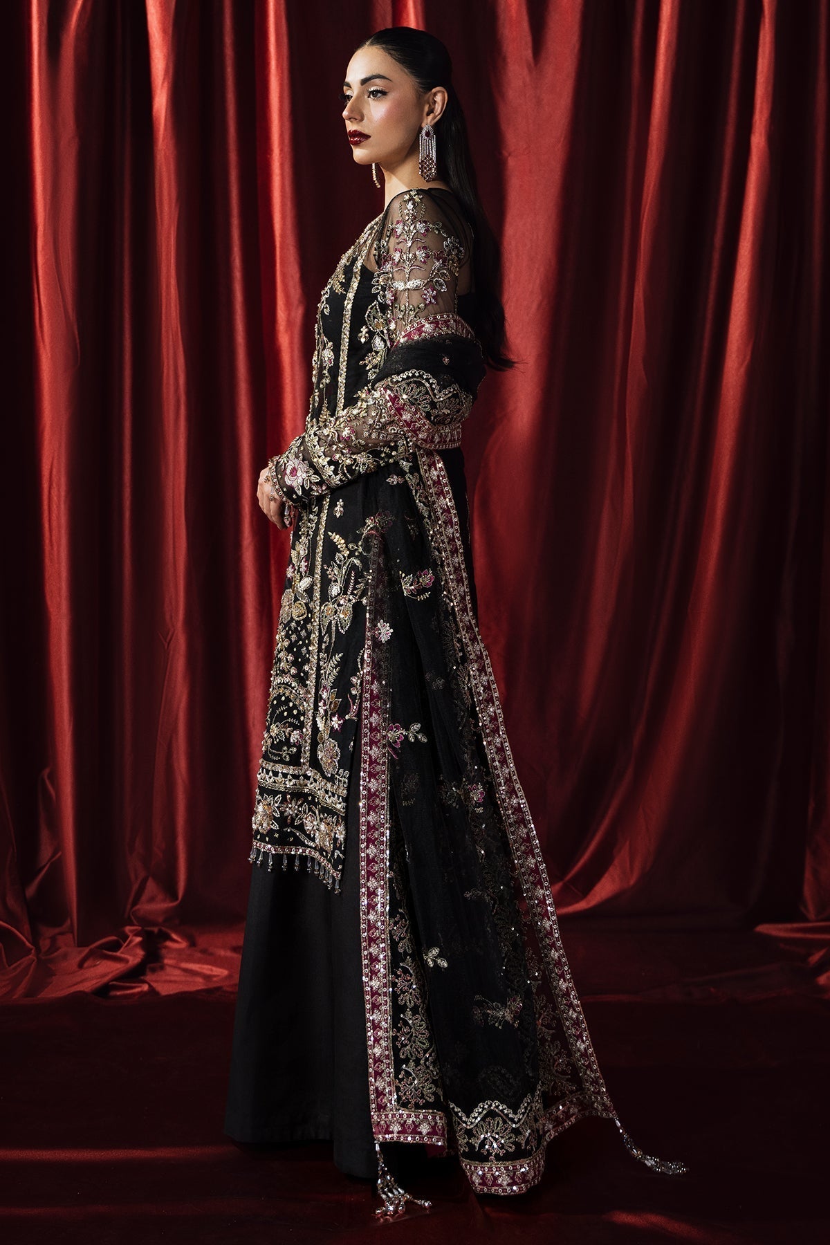 Mina Kashif | Kahani Formals | Sharjeena Custom Size Black Net
