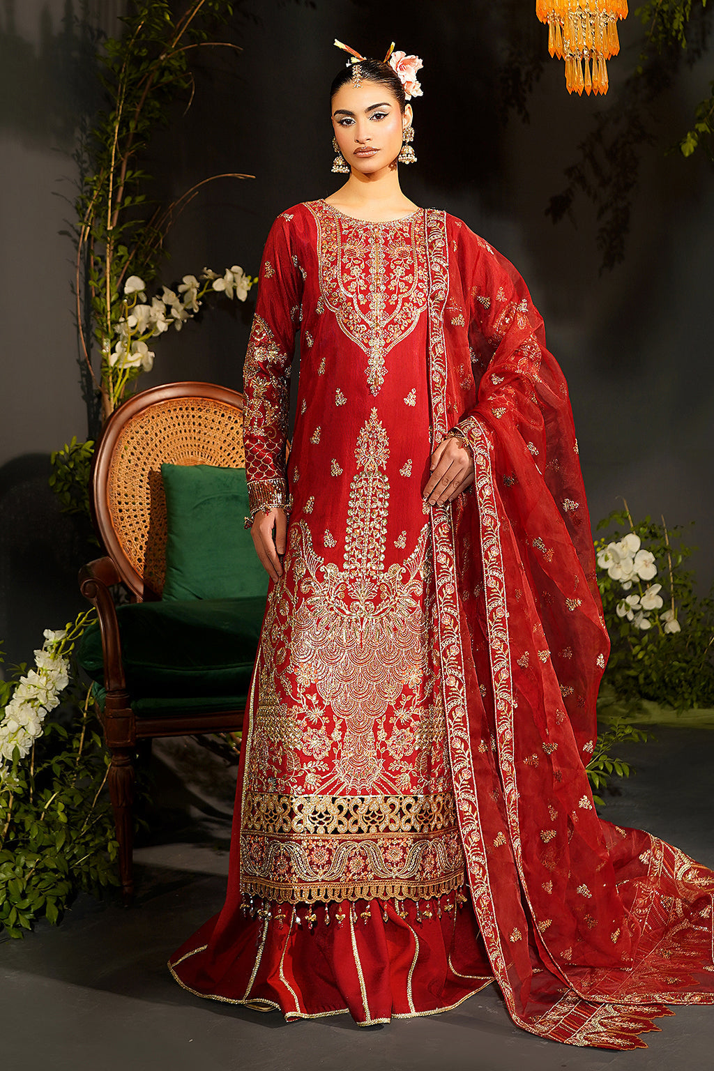 Maryams | Bekhudi Formals | Bano-BR-08 XS Red Raw Silk