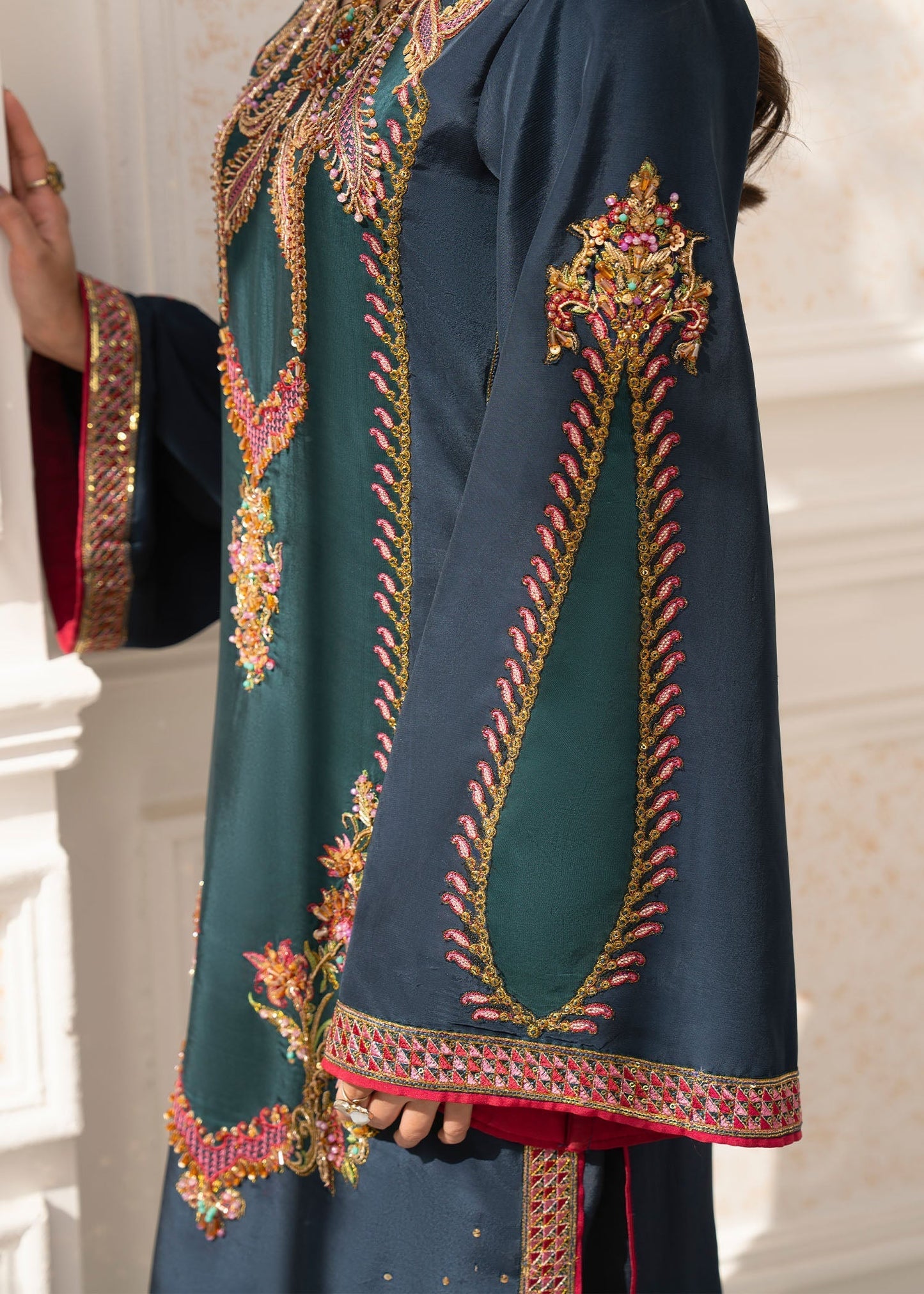Jamnii | The Aura | Merlin M Bottle Green Russian silk