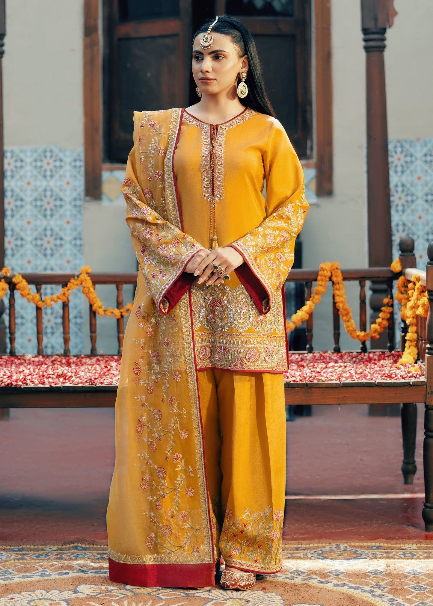 Jamnii | Noor e Nazakat | Rang-e-Mehfil S Mustard Yellow Russian silk