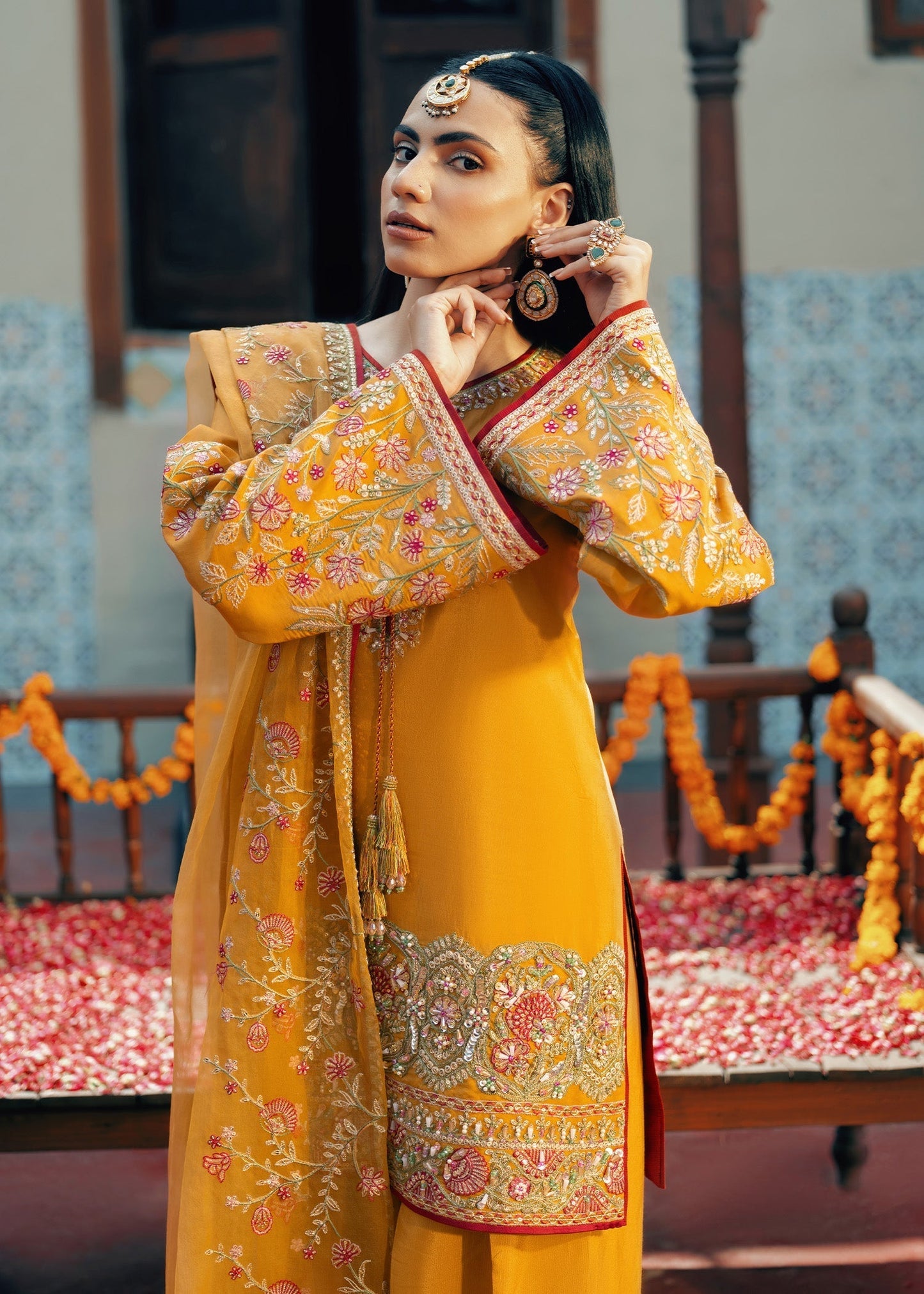 Jamnii | Noor e Nazakat | Rang-e-Mehfil XL Mustard Yellow Russian silk
