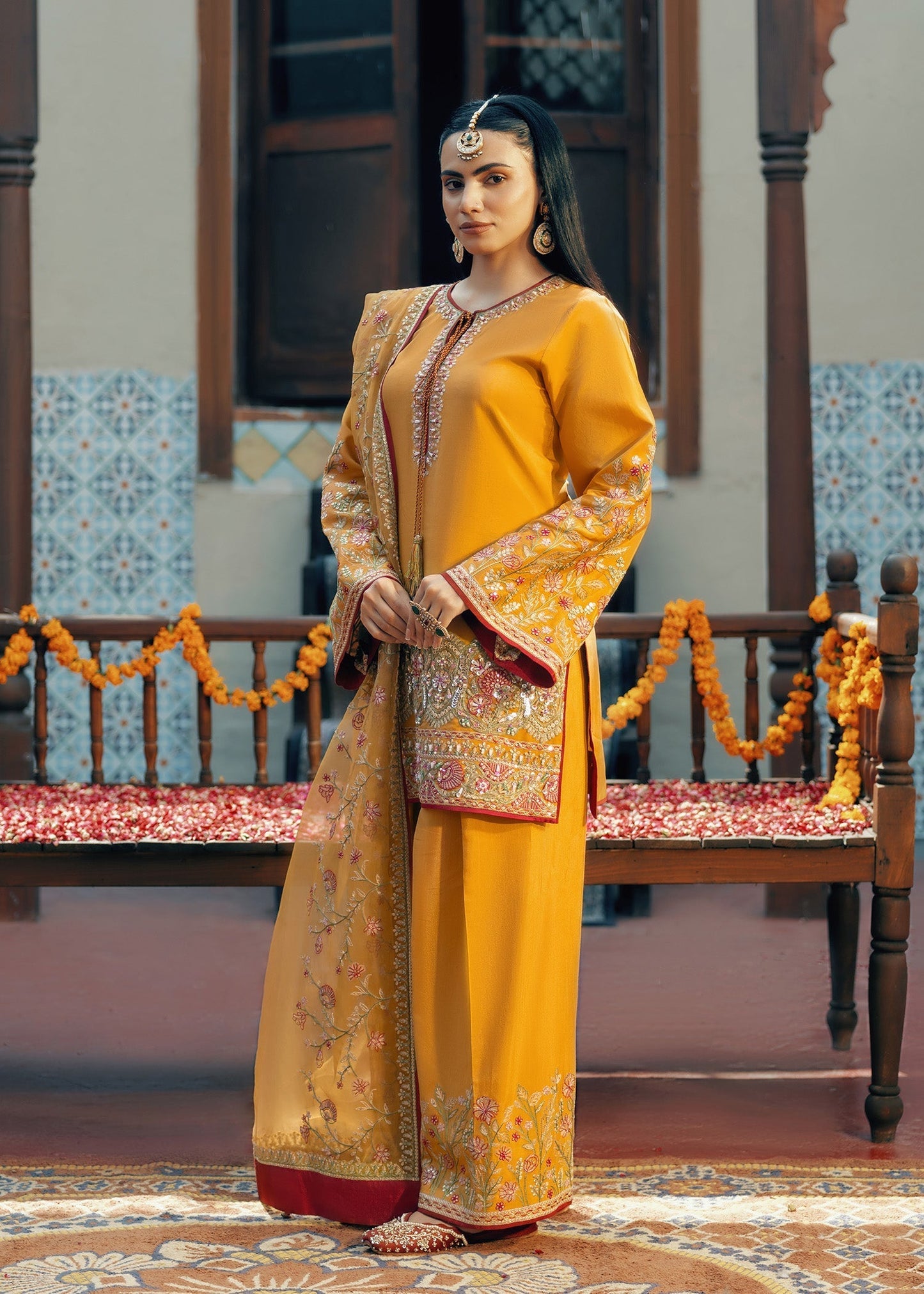 Jamnii | Noor e Nazakat | Rang-e-Mehfil M Mustard Yellow Russian silk