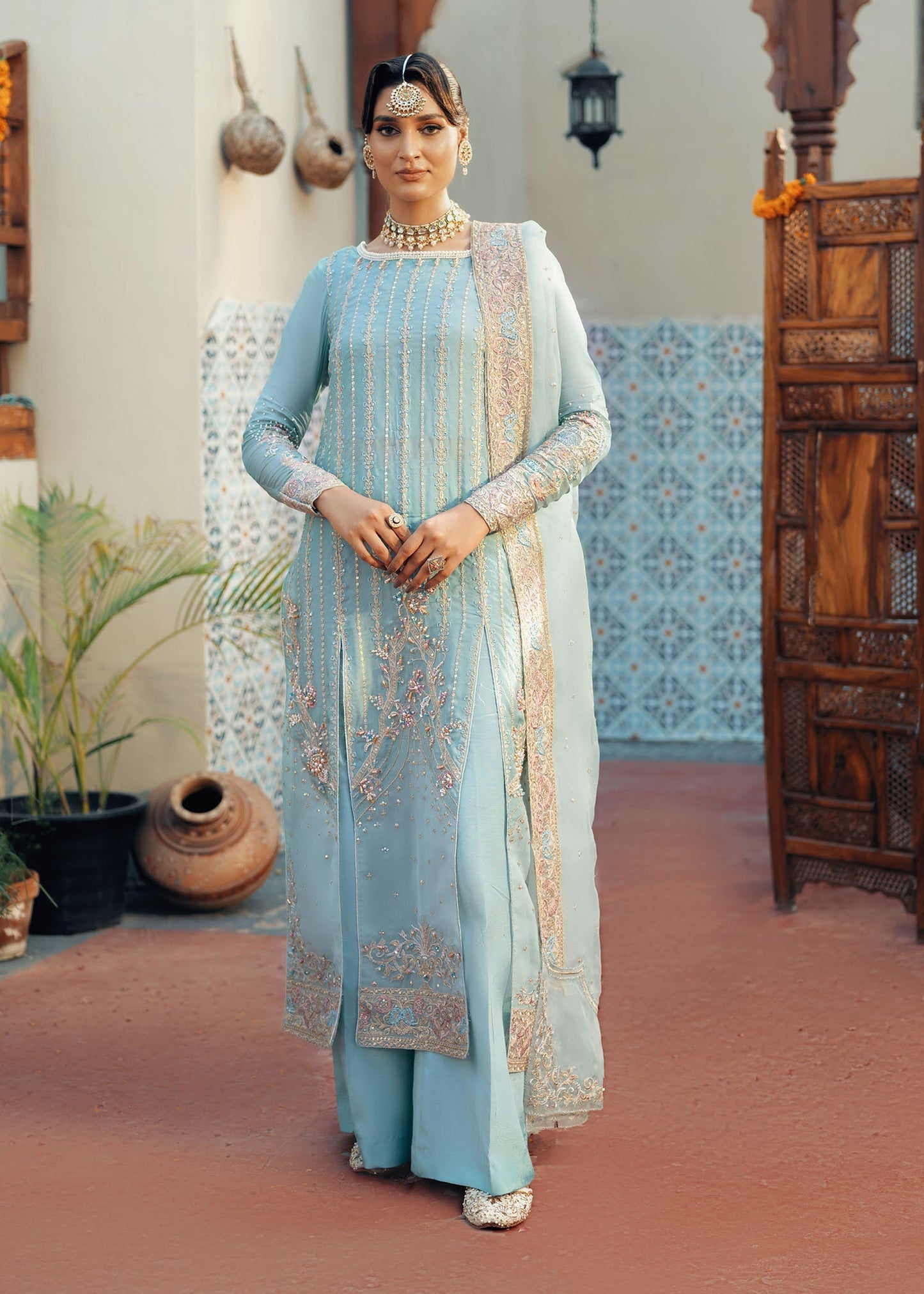 Jamnii | Noor e Nazakat | Dastan XL Sky Blue Chiffon