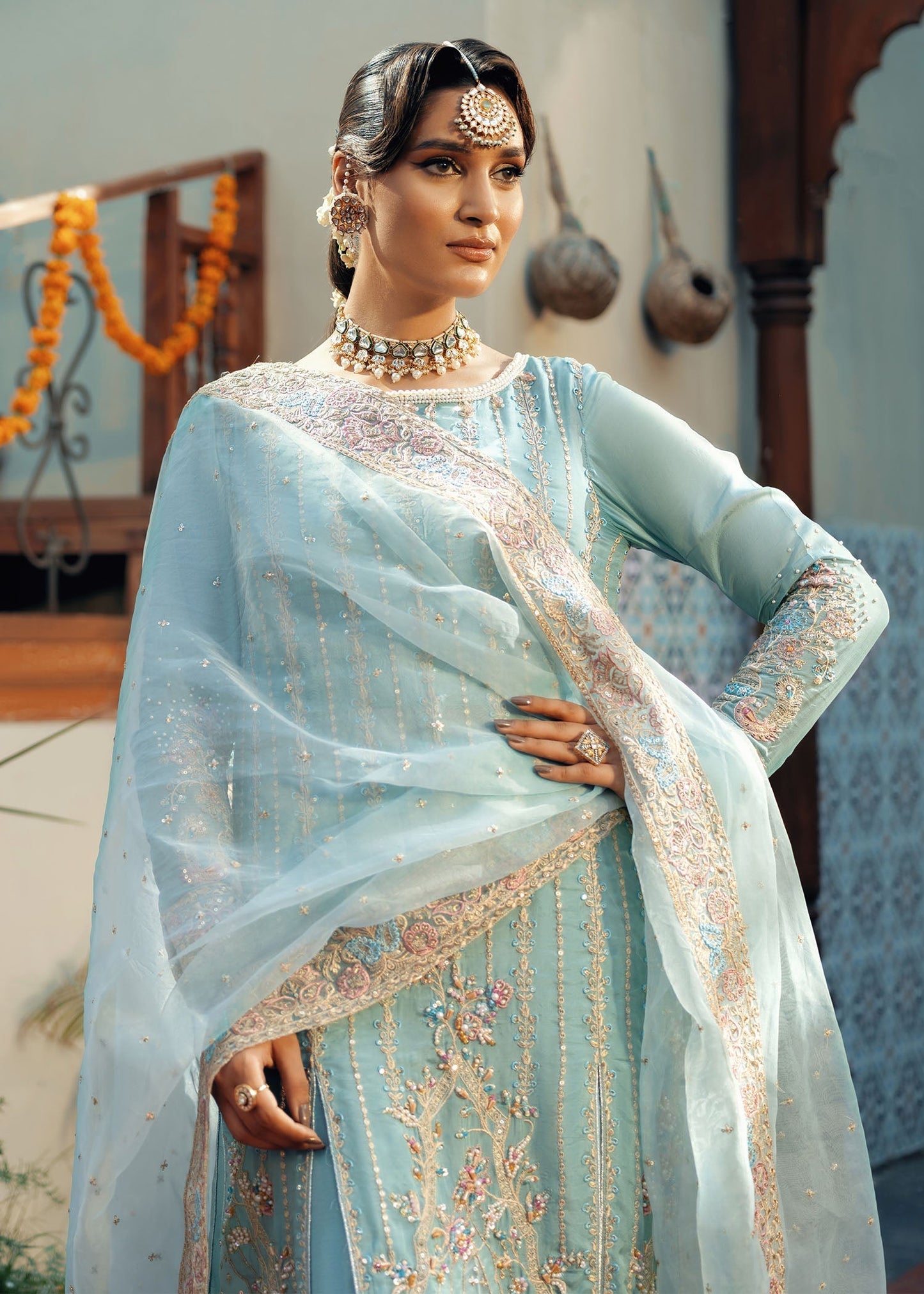 Jamnii | Noor e Nazakat | Dastan S Sky Blue Chiffon