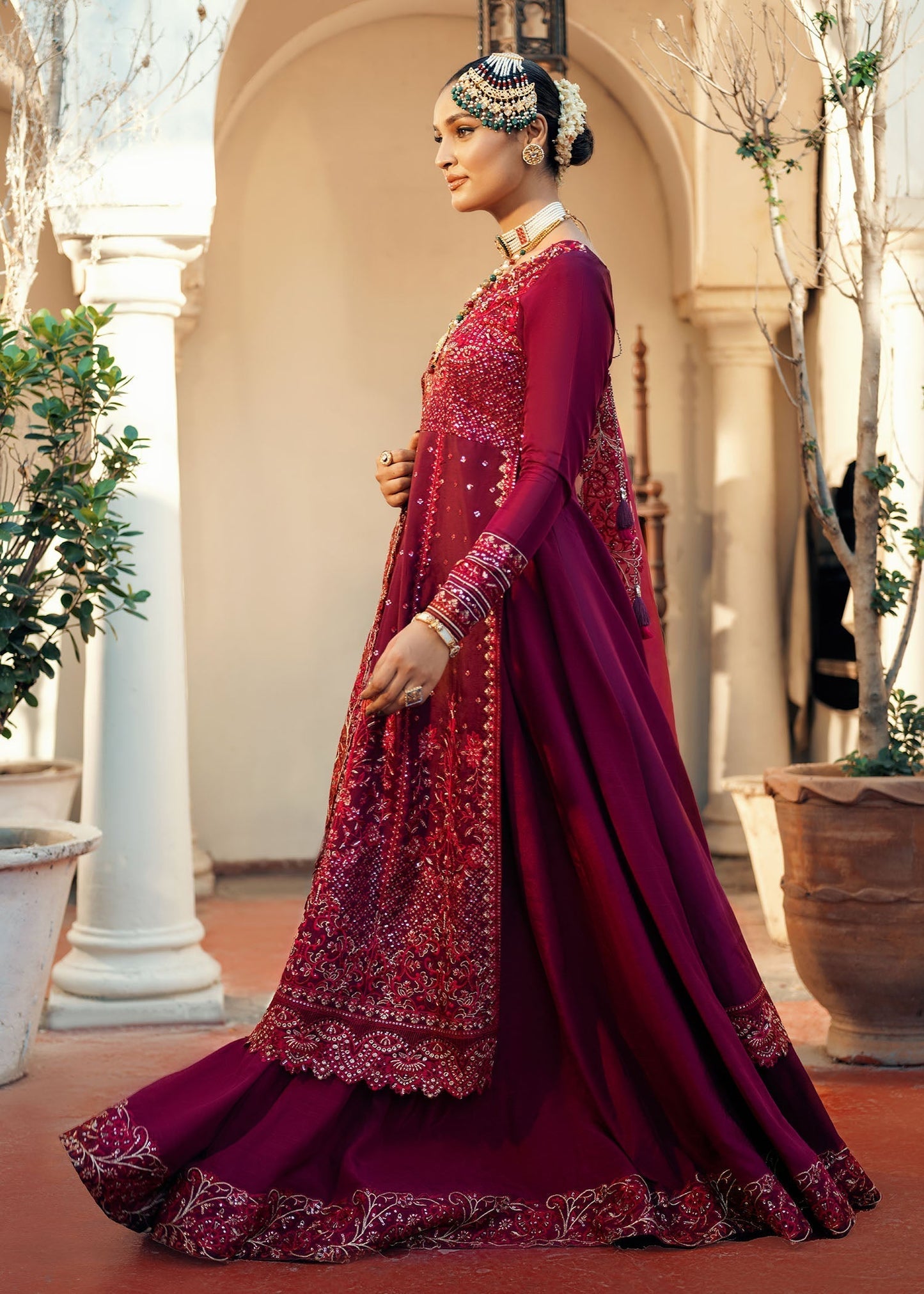 Jamnii | Noor e Nazakat | Ishaq-e- laal L Maroon Chiffon