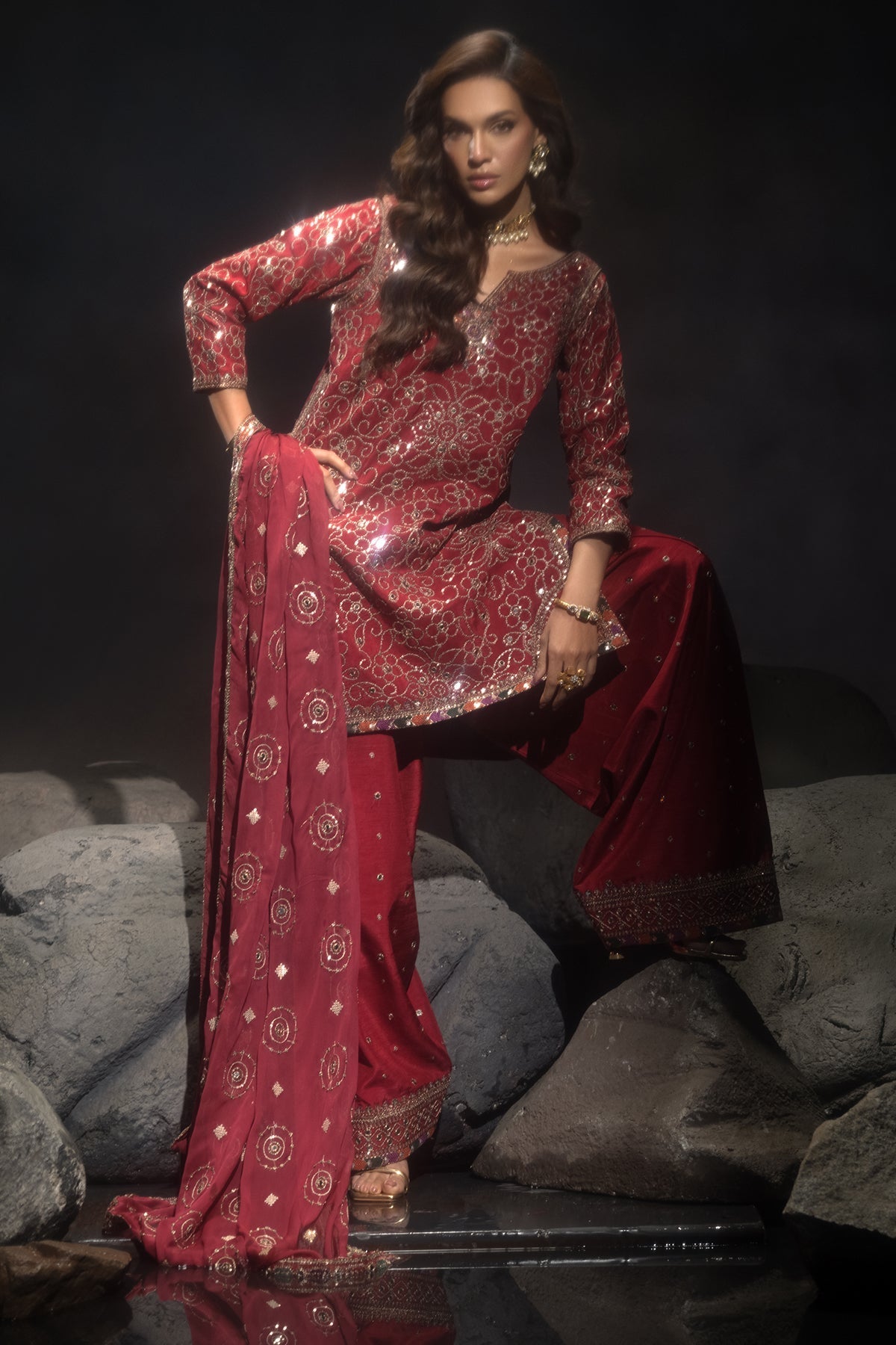 Charizma | Statement Dresses | CMA-4-117 L Red Raw Silk