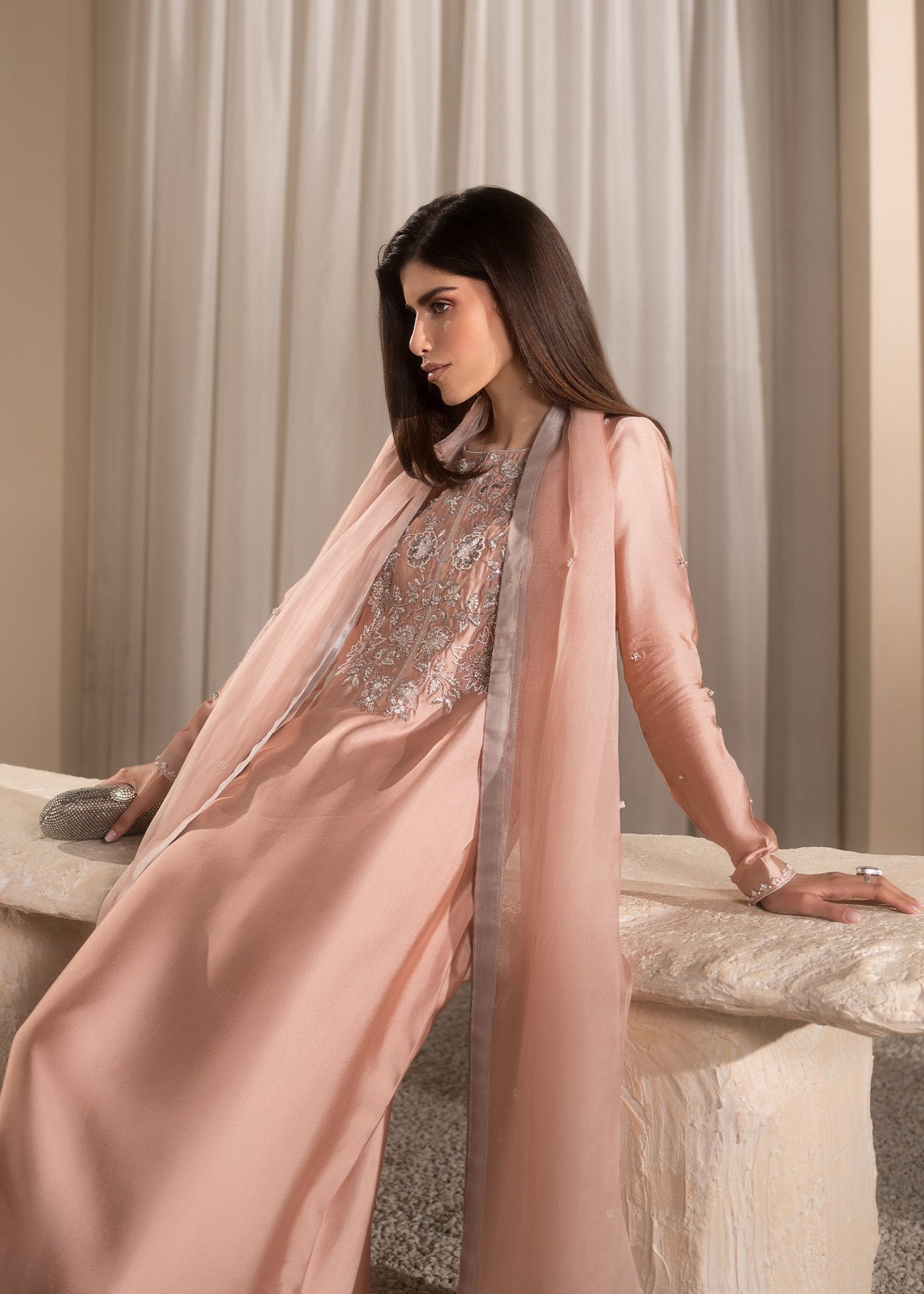 Mahum Asad | Breaking the Bar | Bare Blush M Pink Pure Silk Tissue