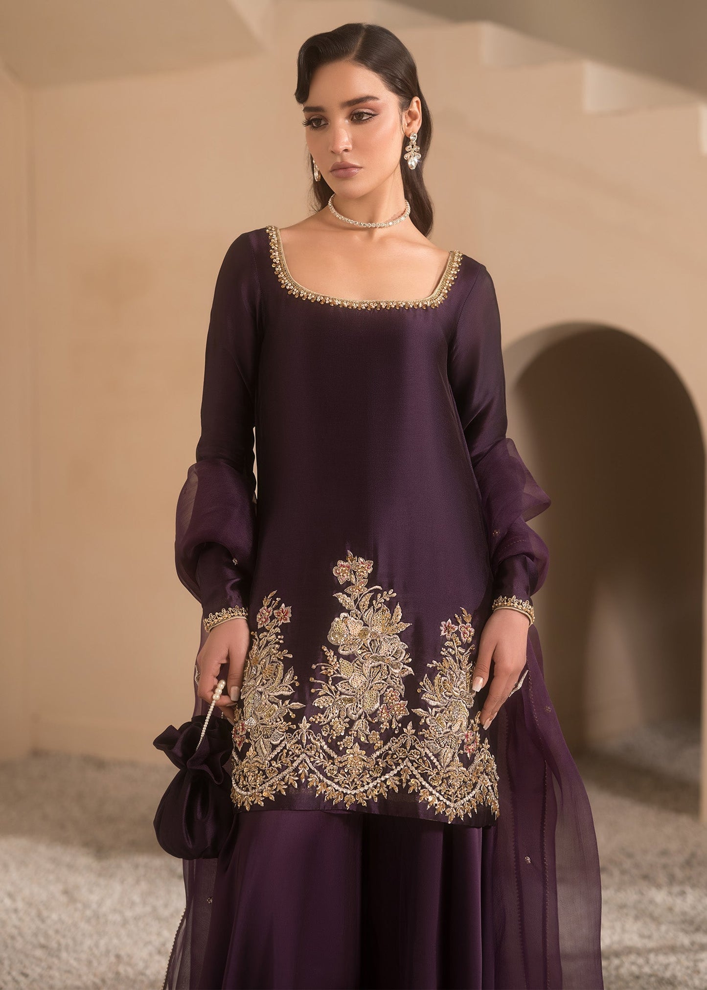 Mahum Asad | Breaking the Bar | Sweetheart L Plum Pure Silk Tissue