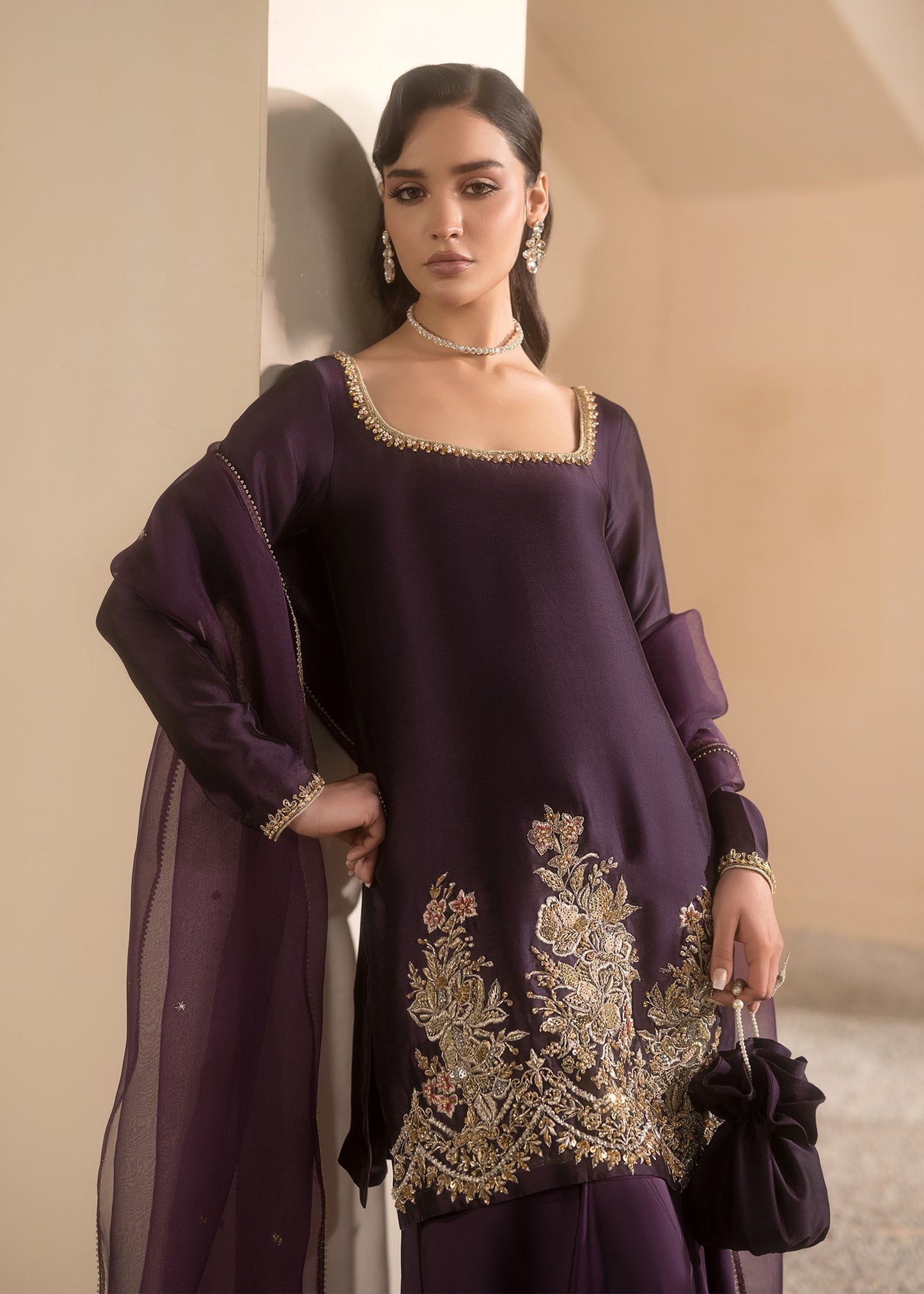 Mahum Asad | Breaking the Bar | Sweetheart M Plum Pure Silk Tissue
