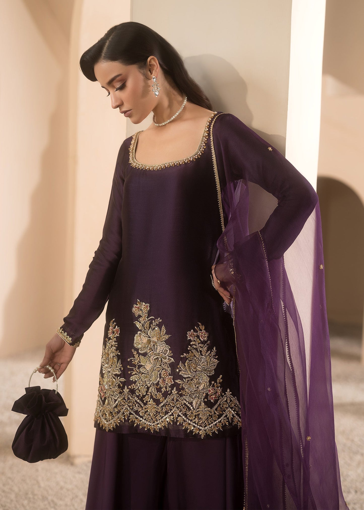 Mahum Asad | Breaking the Bar | Sweetheart S Plum Pure Silk Tissue