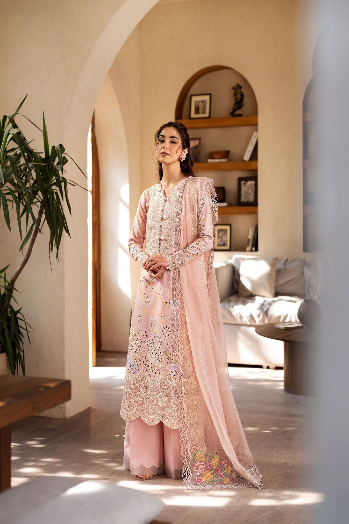 Maryam Hussain | Luxury Lawn 25 | Dimple M Pink Lawn