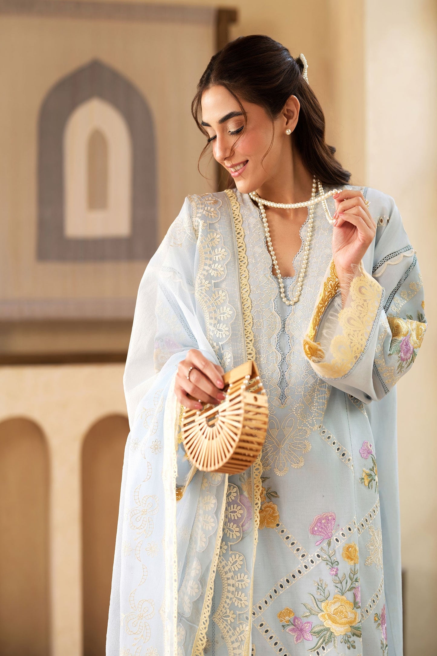 Maryam Hussain | Luxury Lawn 25 | Ocean XL Sky Blue Lawn
