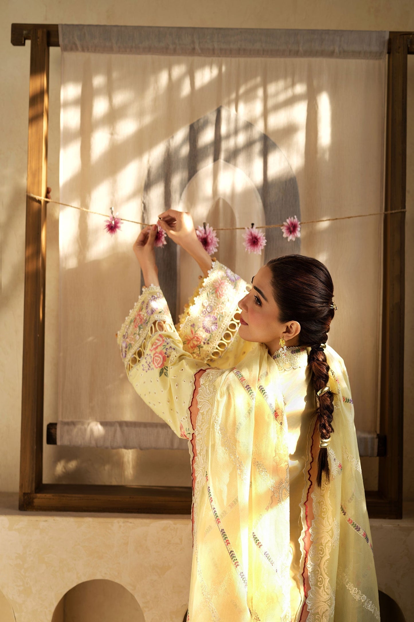 Maryam Hussain | Luxury Lawn 25 | Lemon Garden XL Pastel Yellow Lawn