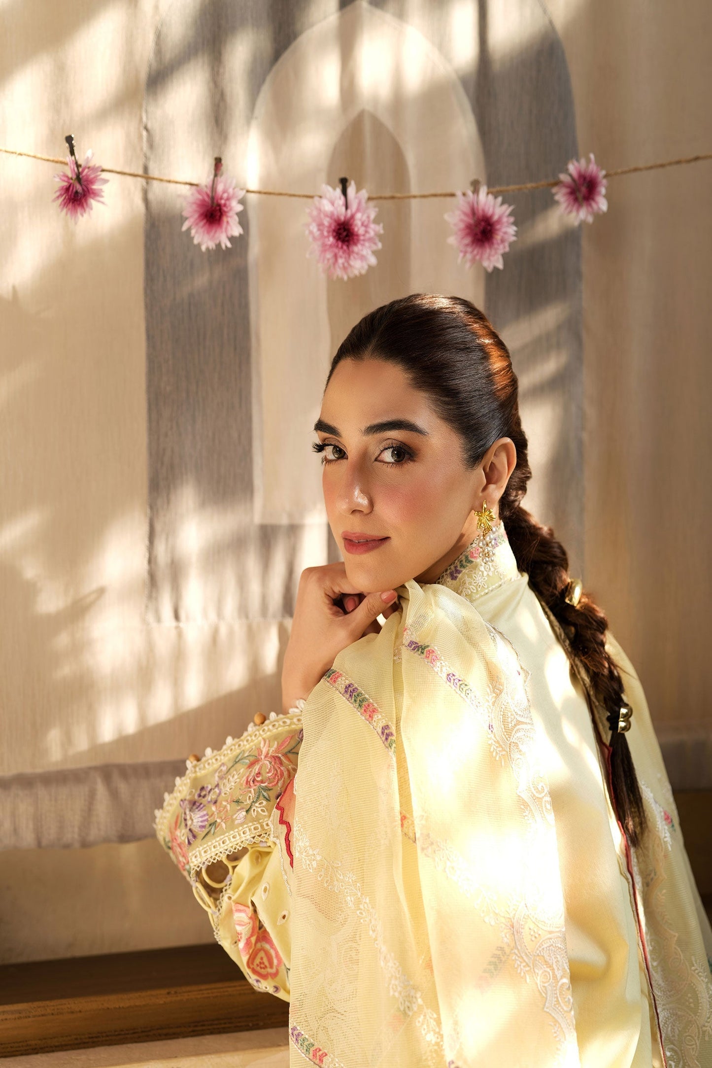 Maryam Hussain | Luxury Lawn 25 | Lemon Garden L Pastel Yellow Lawn