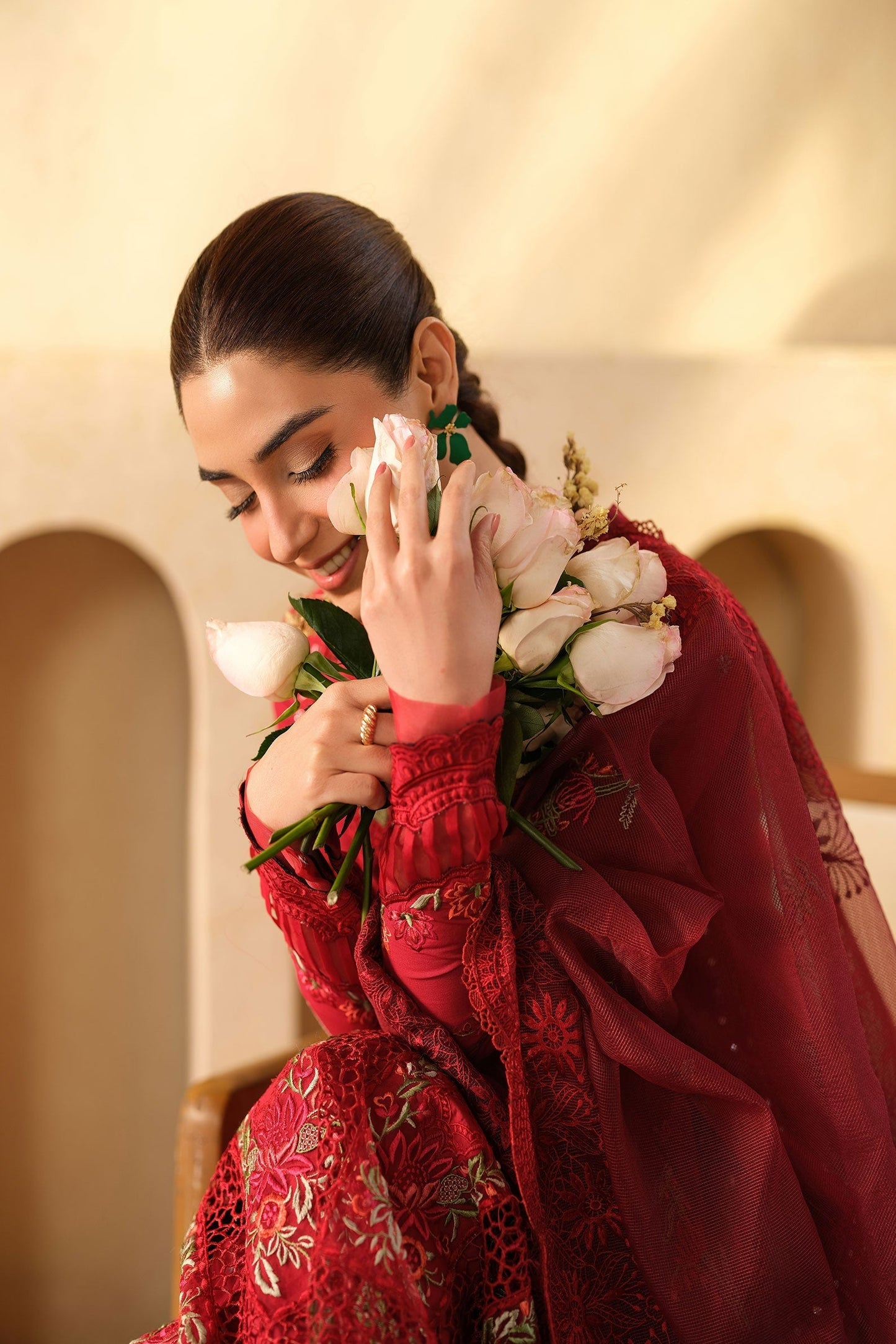 Maryam Hussain | Luxury Lawn 25 | Berry S Blood Red Lawn