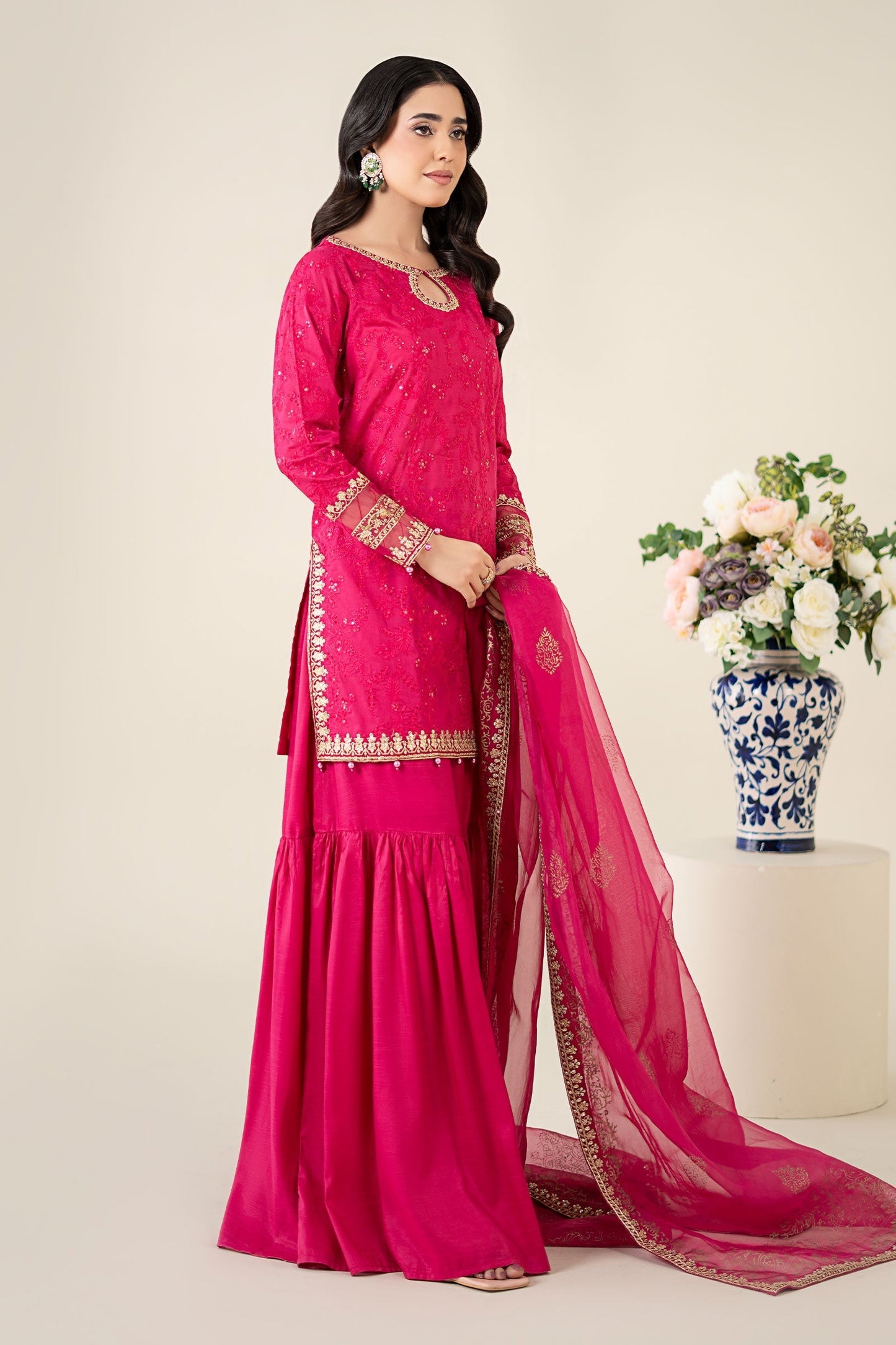 Maria B | Luxury Pret 25 | DW-EA25-11 L Lipstick Pink Lawn