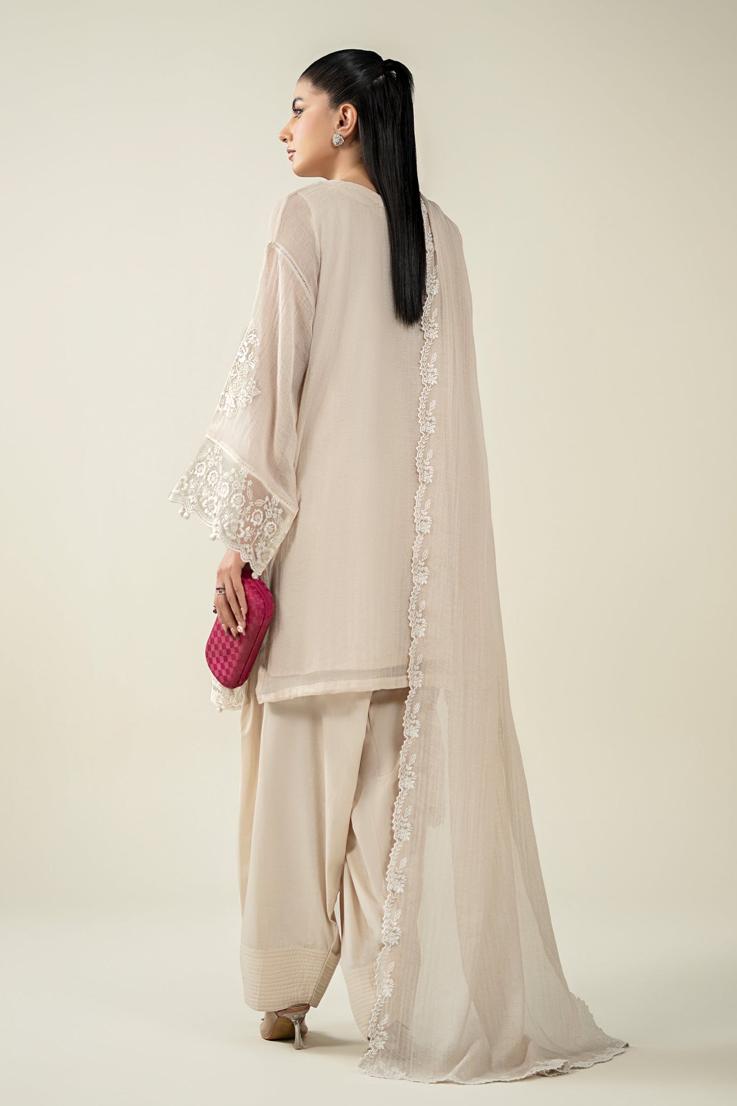 Maria B | Pre Fall Dresses | 3 Piece Embroidered Cotton Net Suit QQ - Pakistani Designer Dress - by Maria B - Type : Ladies Clothes - 100% Original at Saira Sultan