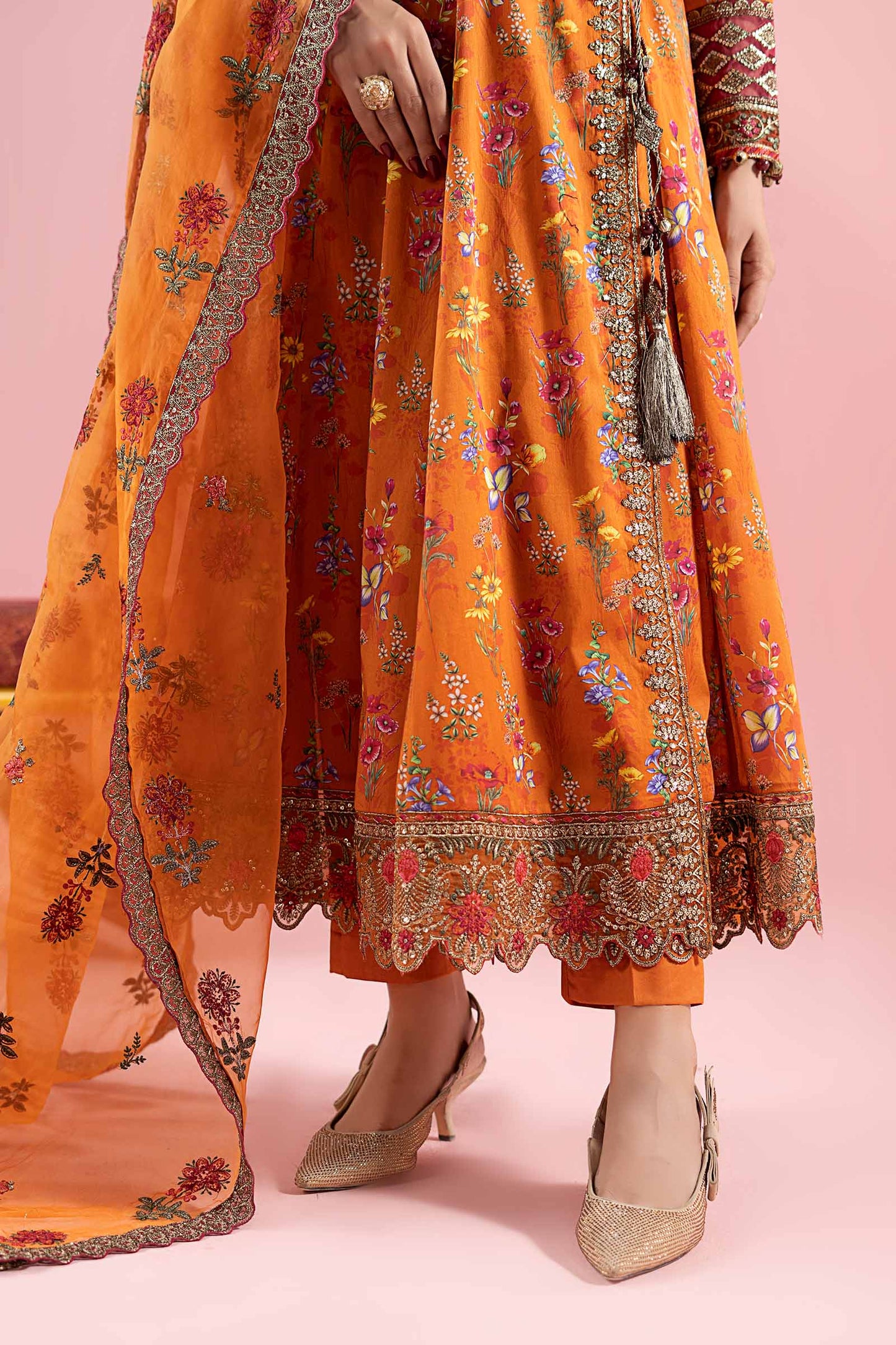 Maria B | Luxury Pret 25 | DW-EA25-17 L Lawn Orange