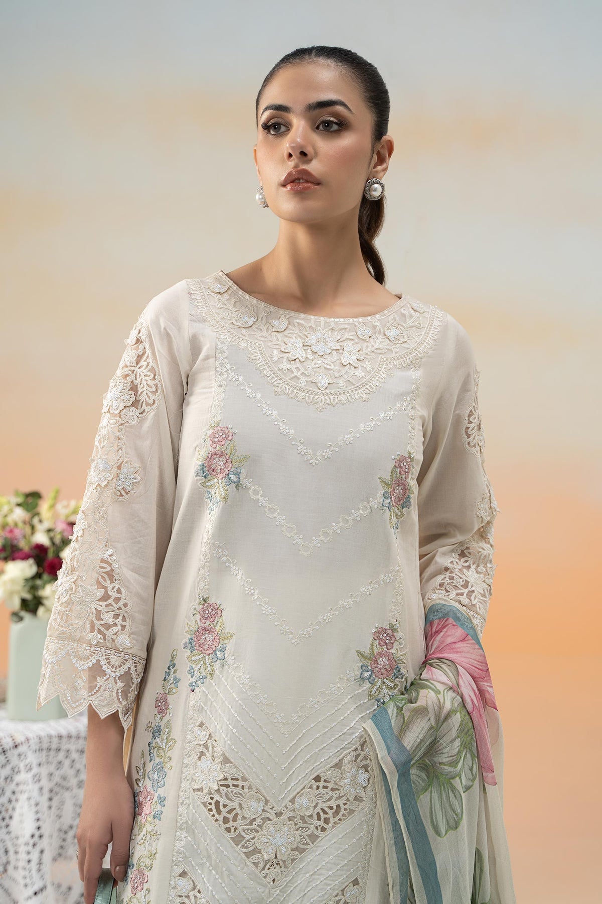 Maria B | Formal Wears | DW-EF25-53 M Off White Lawn