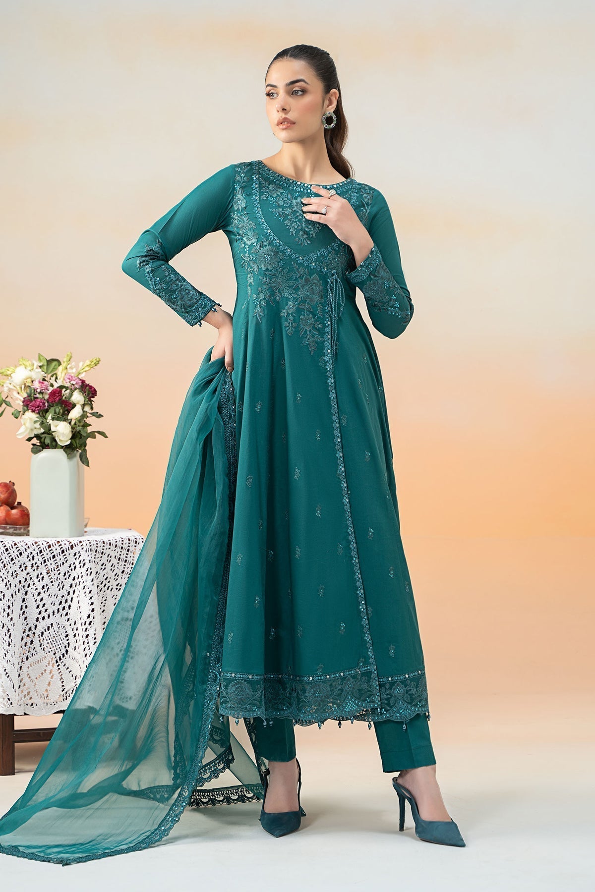 Maria B | Formal Wears | DW-EF25-83 XS Teal Lawn