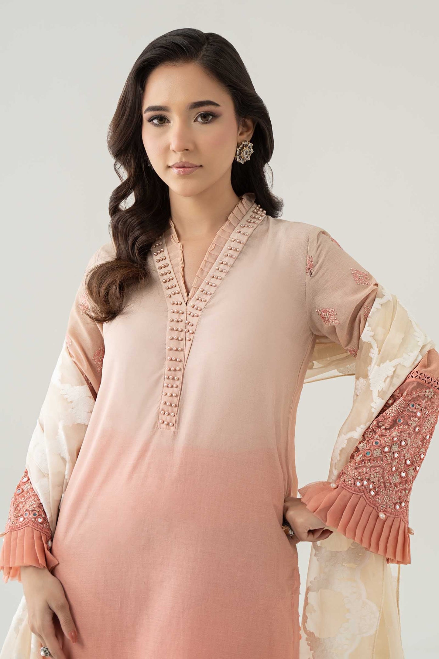 Maria B | Luxury Pret 25 | DW-EF23-41 M Peach Pink Lawn