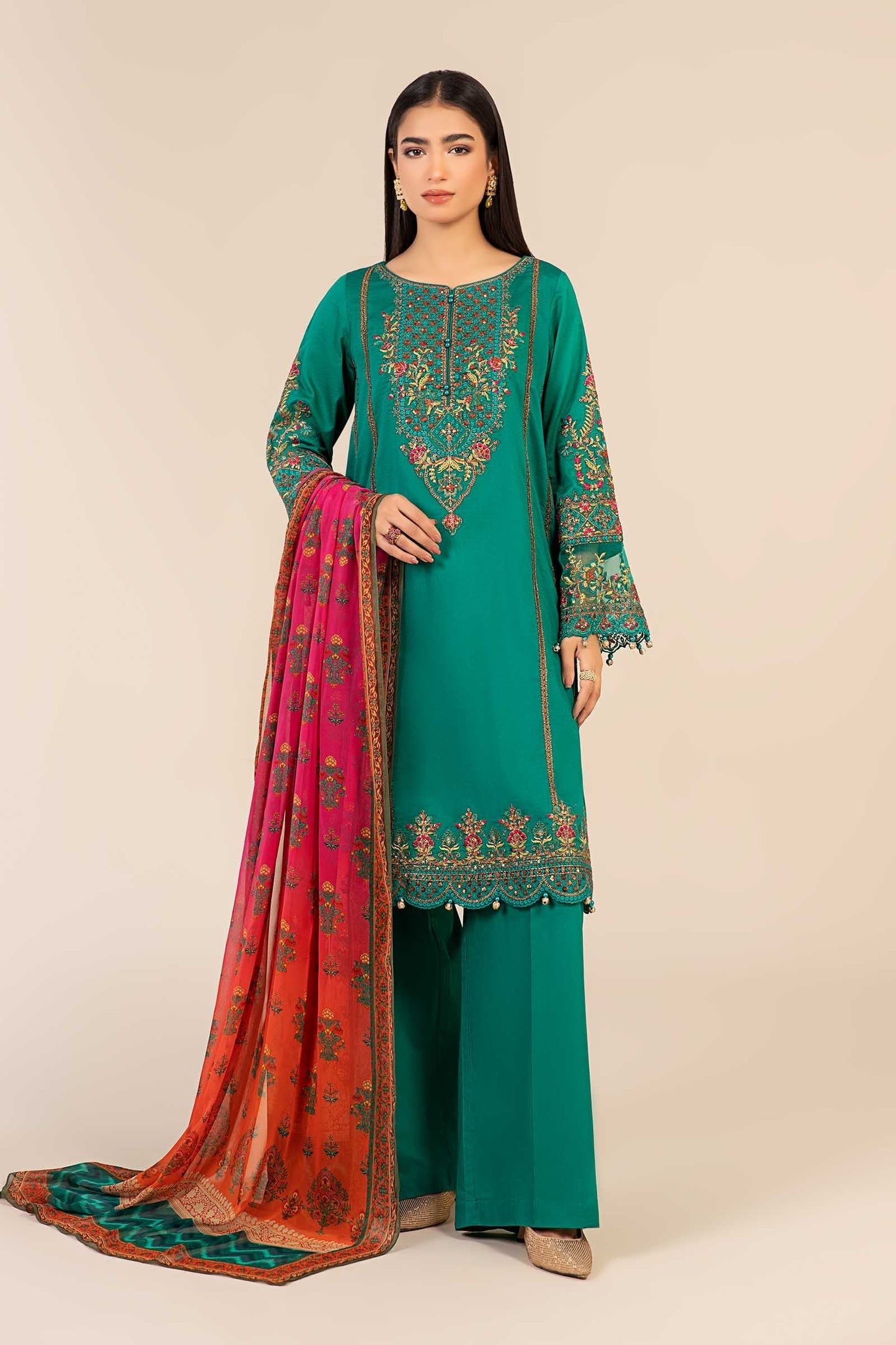 Maria B | Luxury Pret 25 | DW-EF25-06 XS Emerald Green Dobby