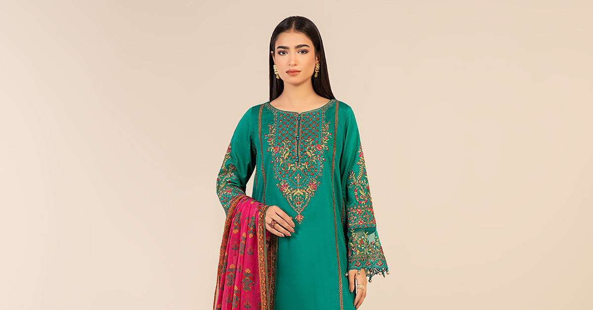 Maria B | Luxury Pret 25 | DW-EF25-06 L Emerald Green Dobby