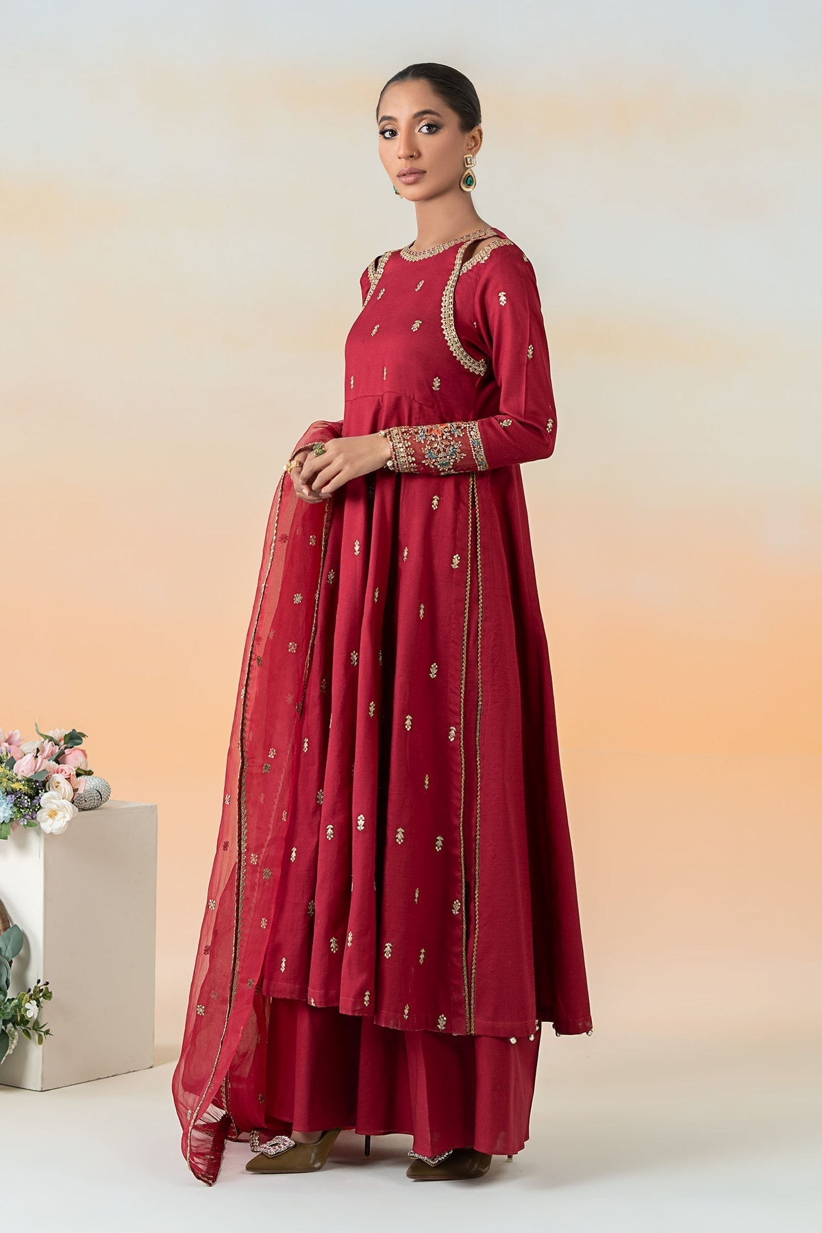 Maria B | Formal Wears | DW-EF25-19 XL Red Lawn