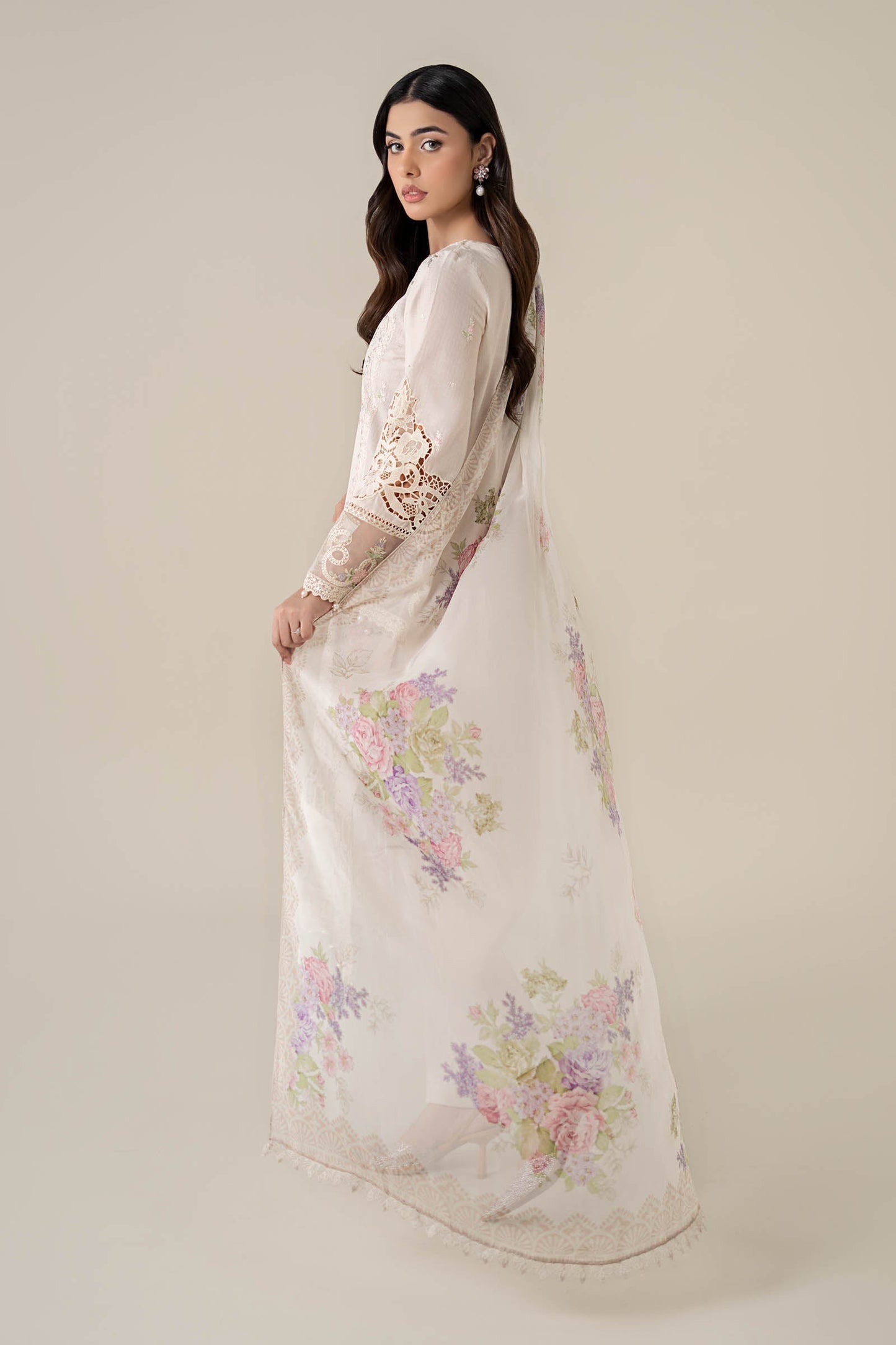 Maria B | Luxury Pret 25 | DW-EF25-35 S Ivory Dobby Lawn