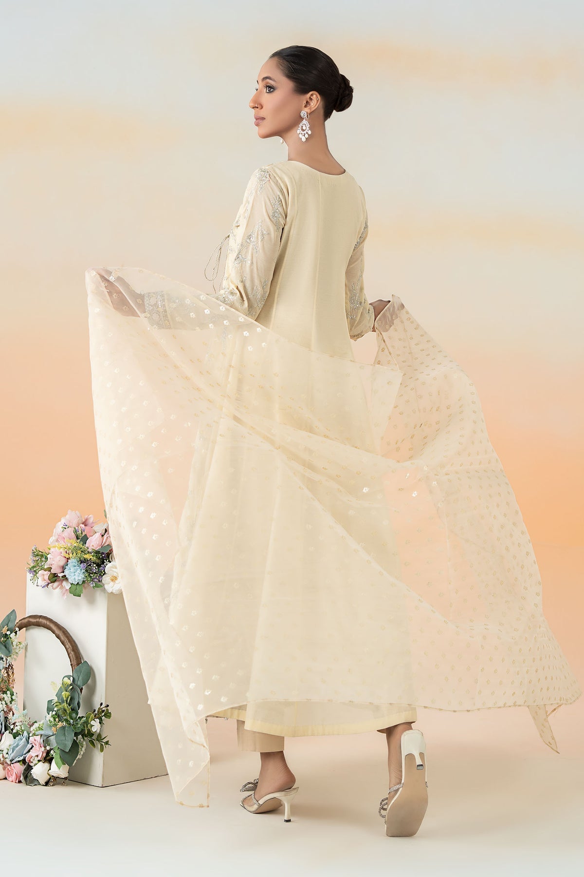 Maria B | Formal Wears | DW-EF25-78 S Ivory Paper Cotton
