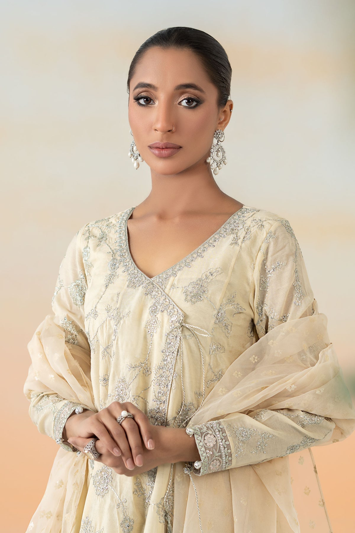 Maria B | Formal Wears | DW-EF25-78 L Ivory Paper Cotton